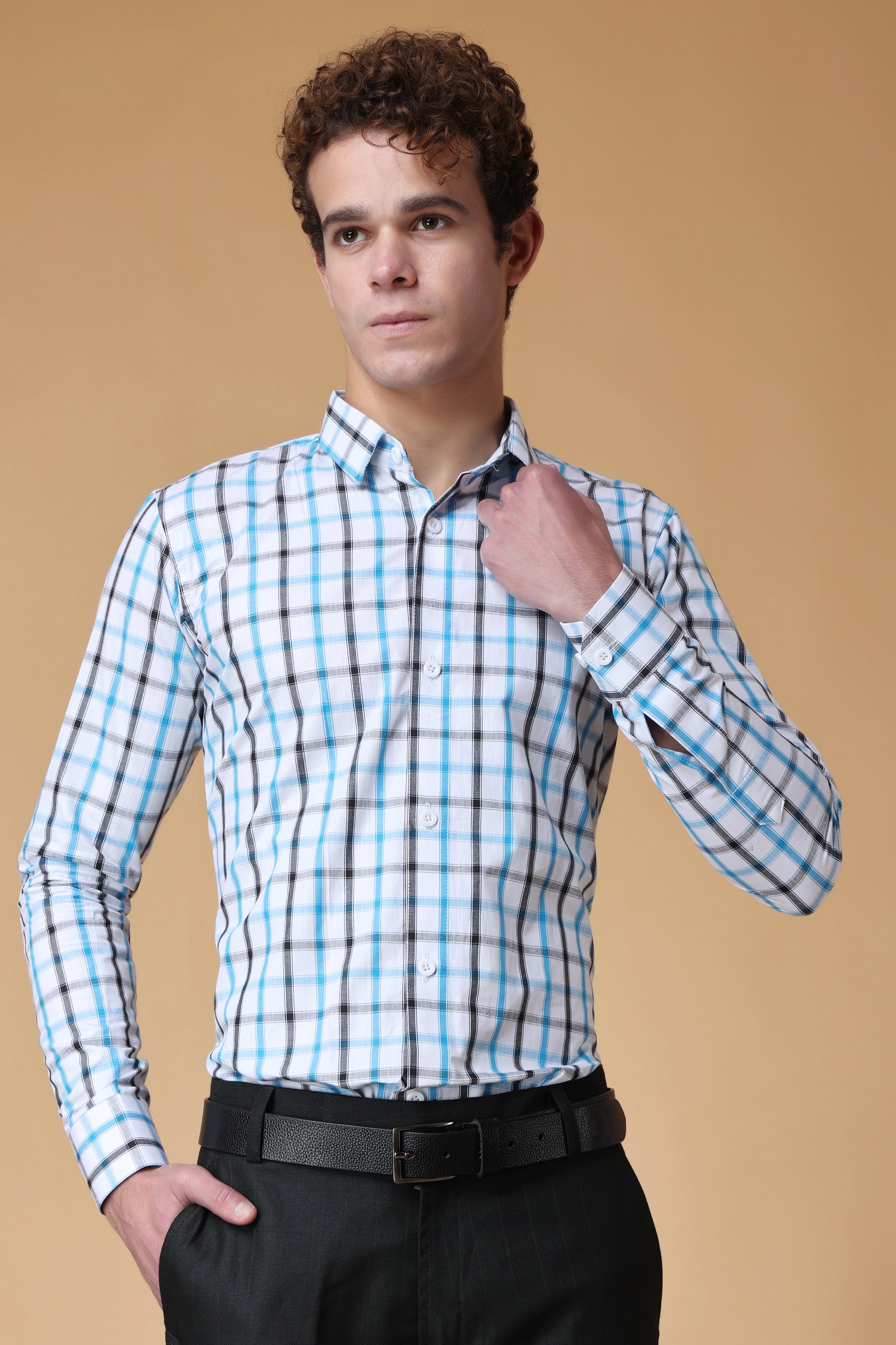 Men's Plus Size Duo Checkered Cotton Shirt