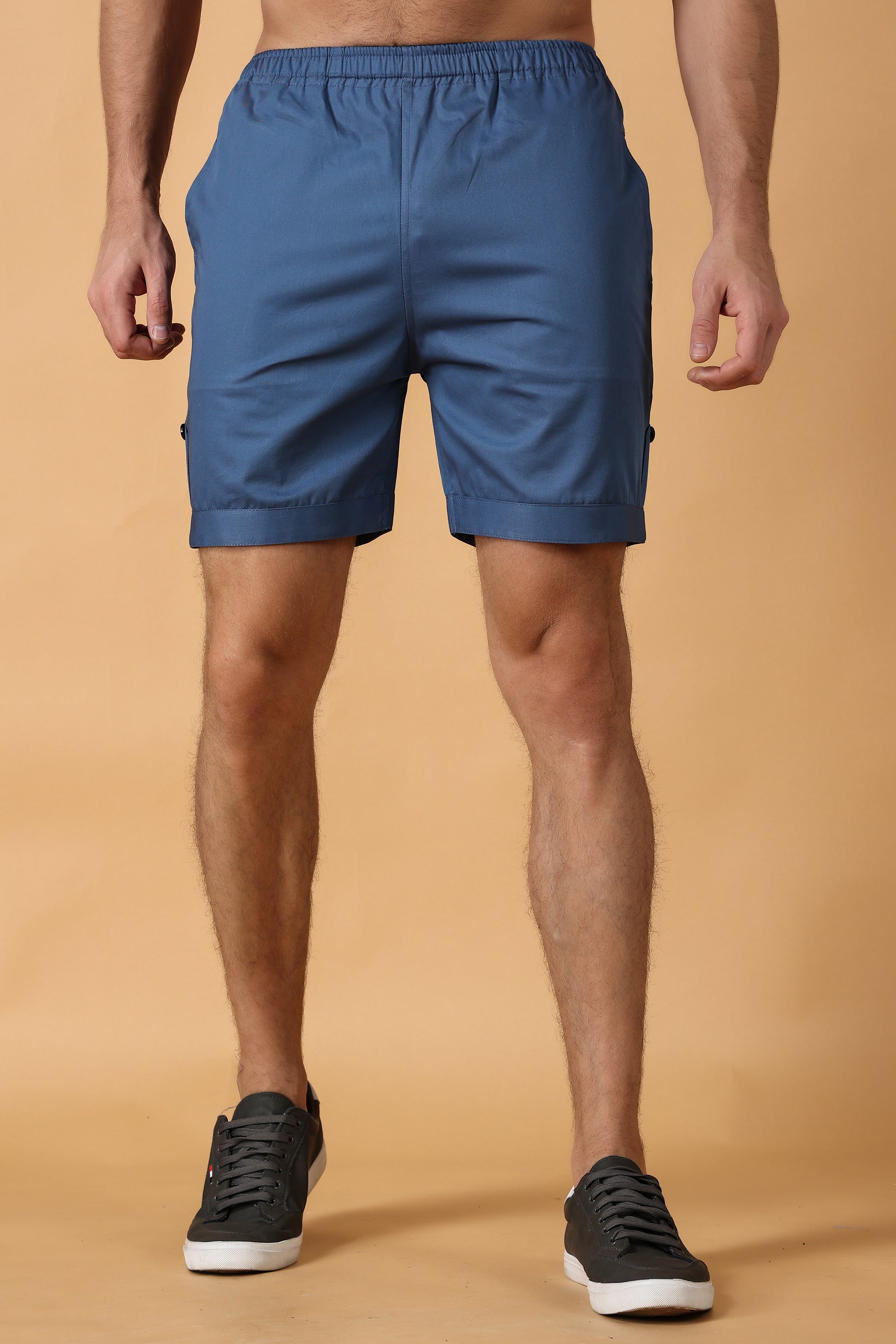 Men's Plus Size Persian  Blue Cotton Shorts | Apella