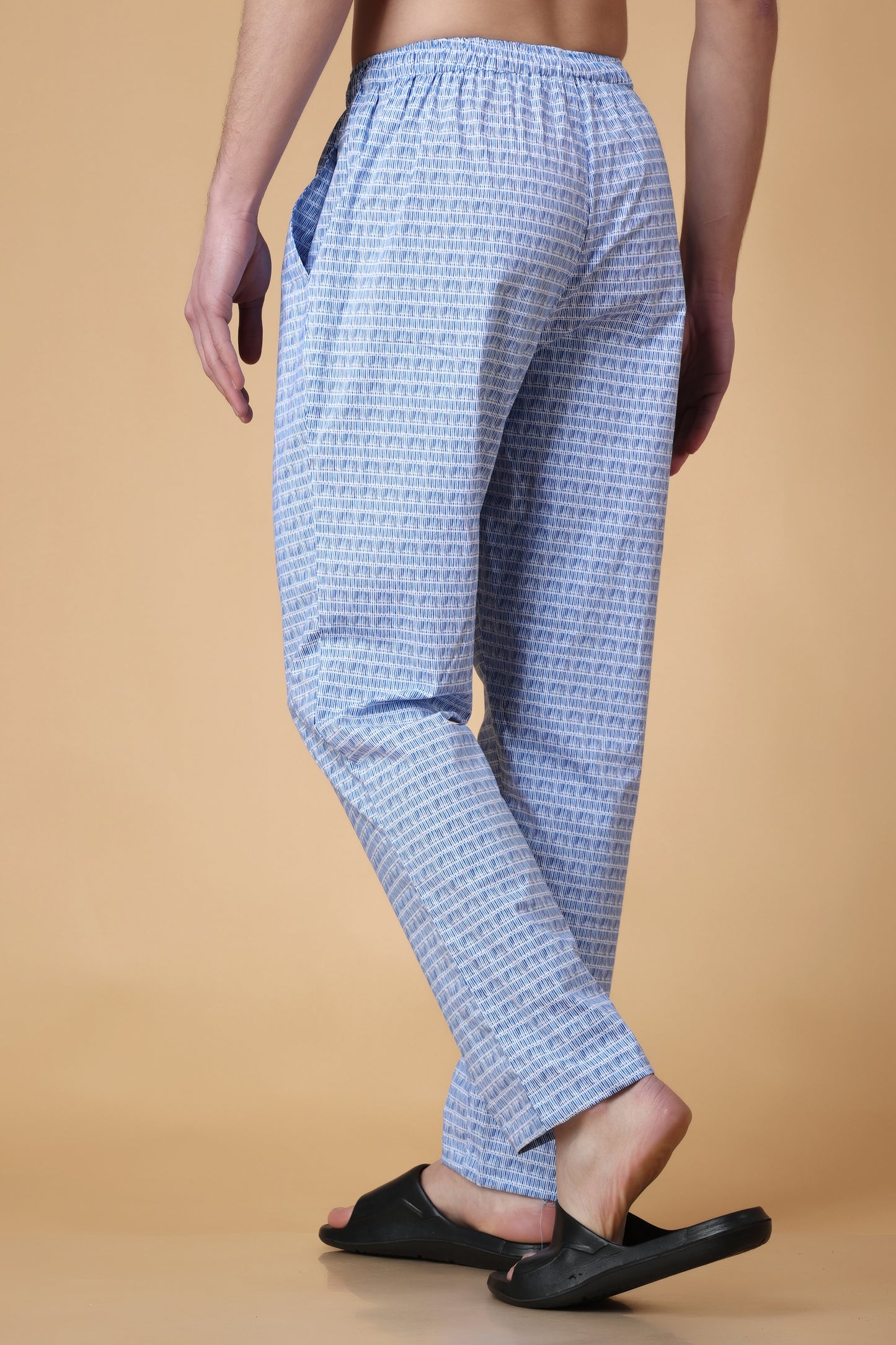 Blue Printed Cotton Pant Pajama