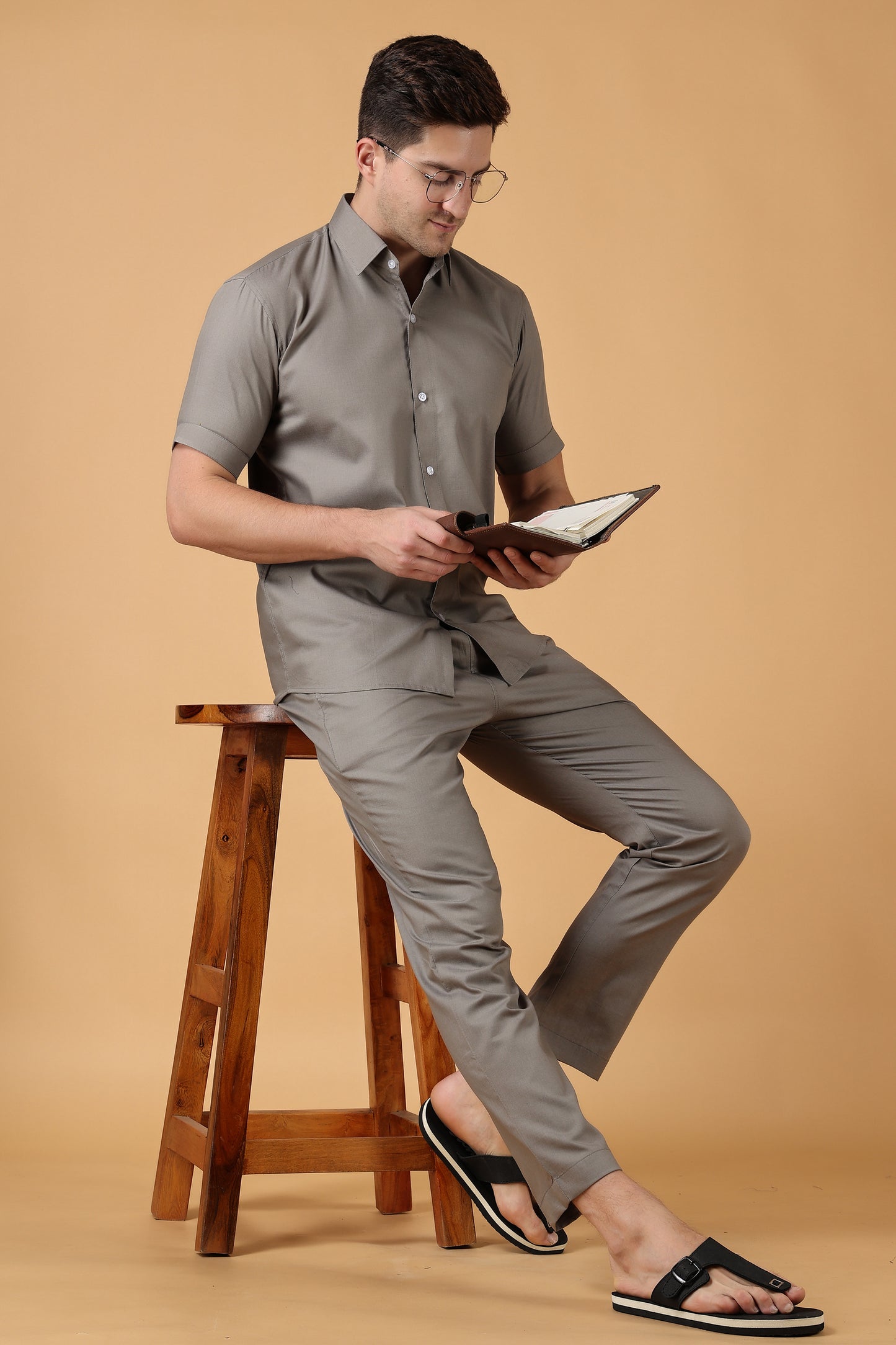 Men's Plus Size Light Brown Wear Set | Apella