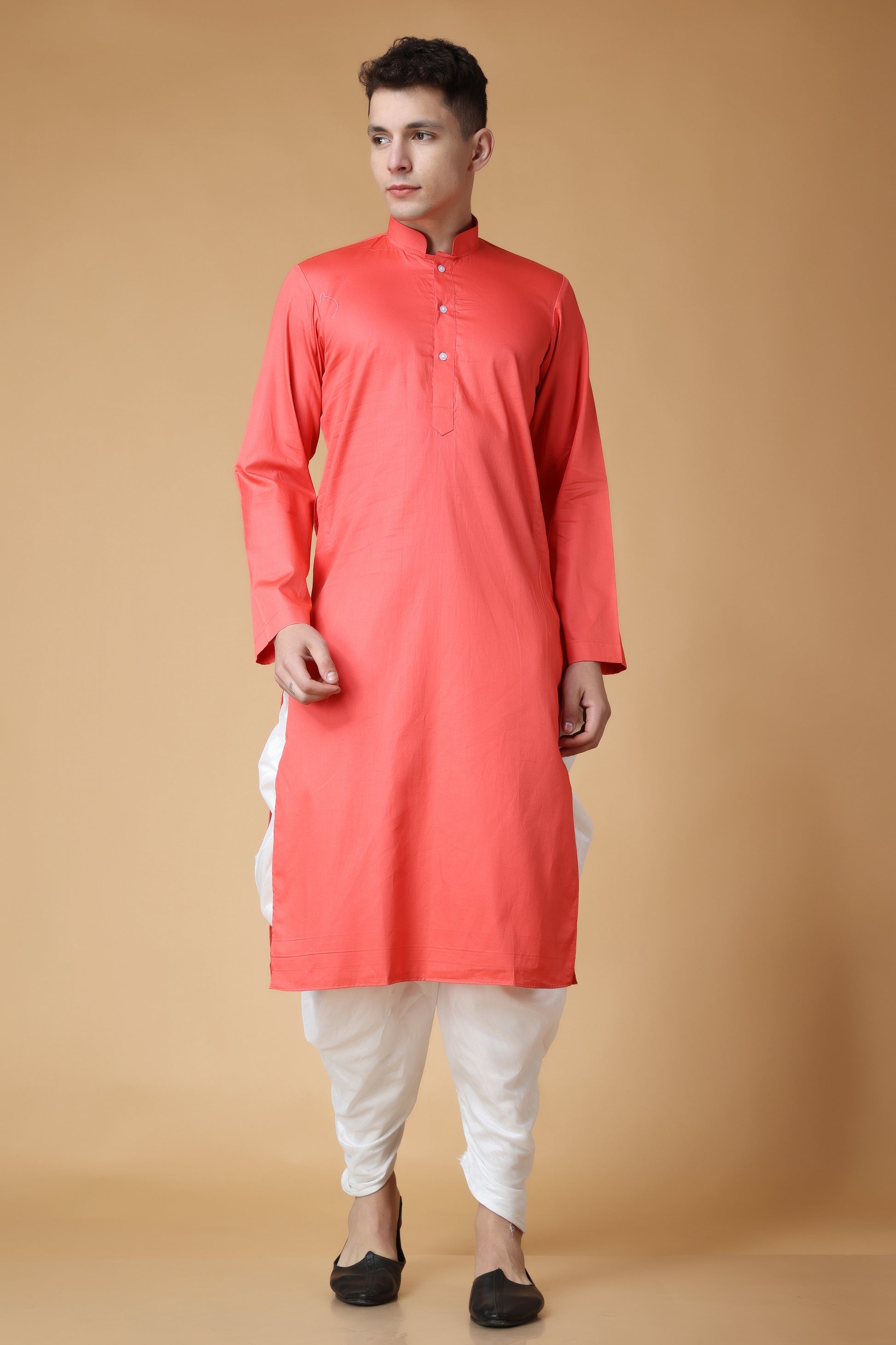 Men's Plus Size Sunrise Orange Cotton Kurta Pajama
