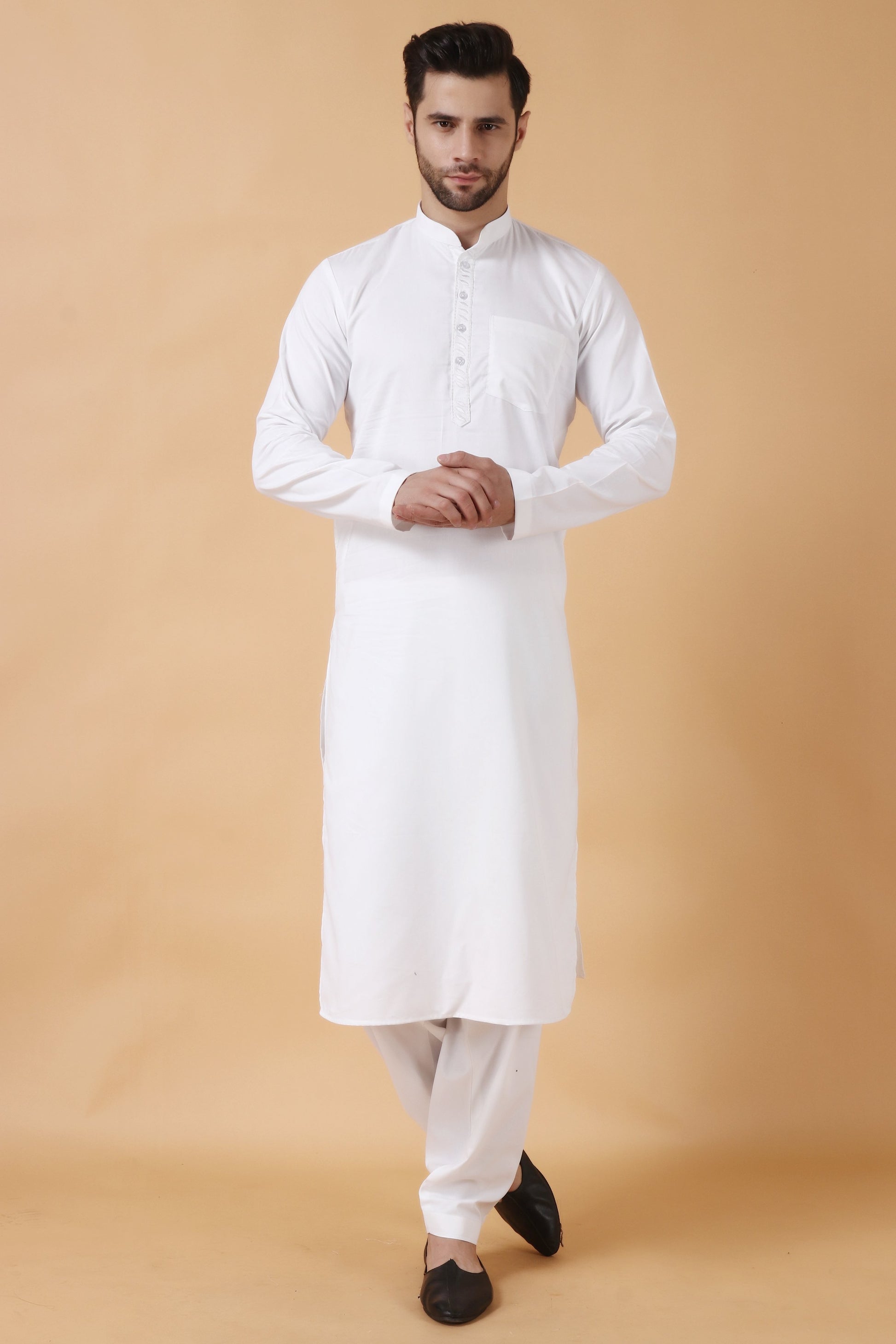 Men's Plus Size White  Kurta Pajama | Apella