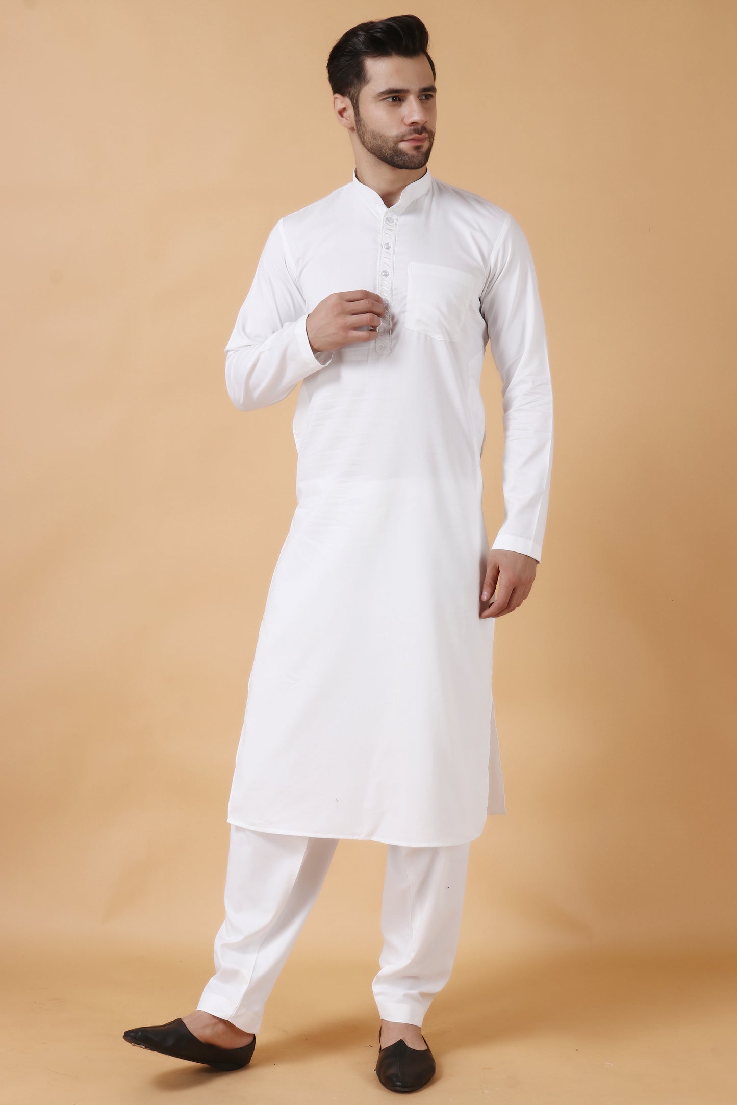 White Pakistani Pathani Kurta Pajama