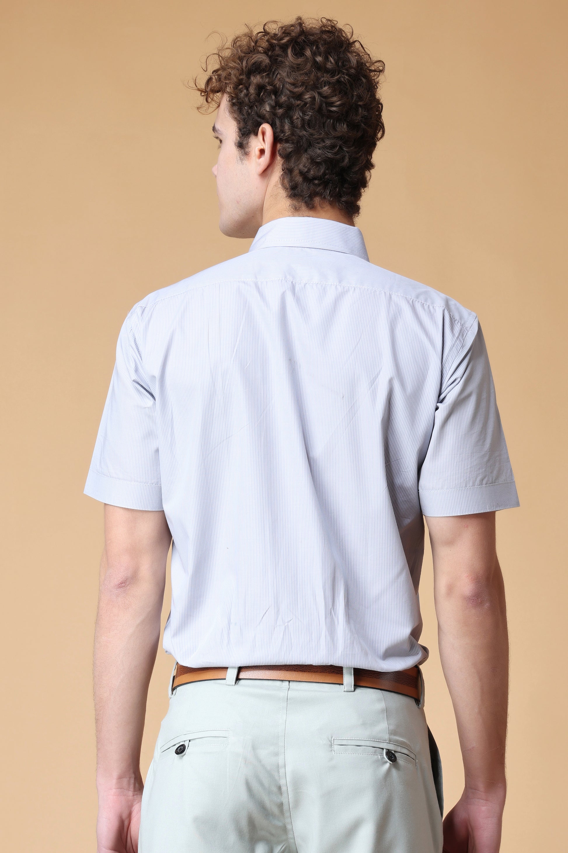 Men's Plus Size Pearl Grey Solid Cotton Shirt 