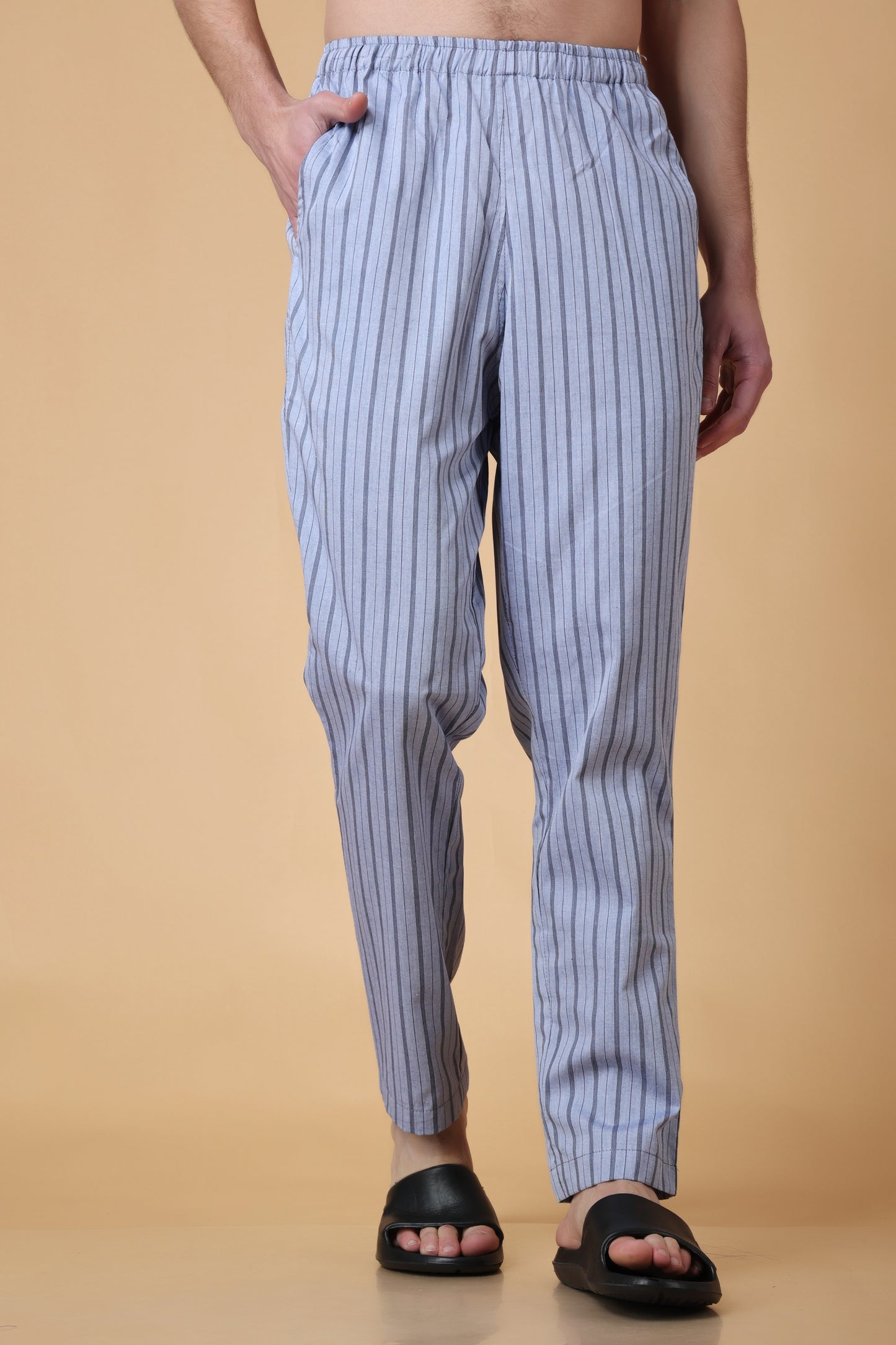 Gravel Grey Striped Cotton Pajama