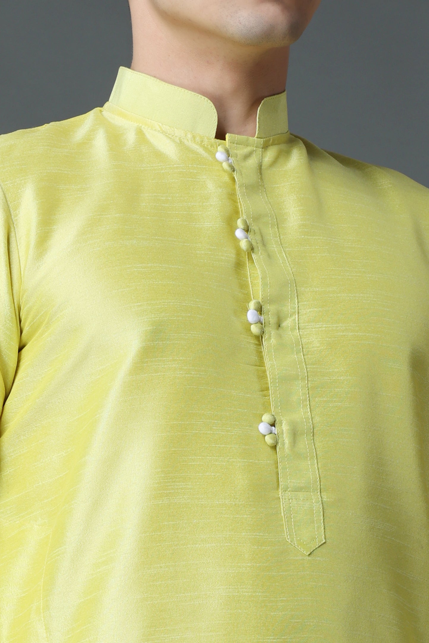 Men's Plus Size Lemon Sherbet Silk Kurta Pajama