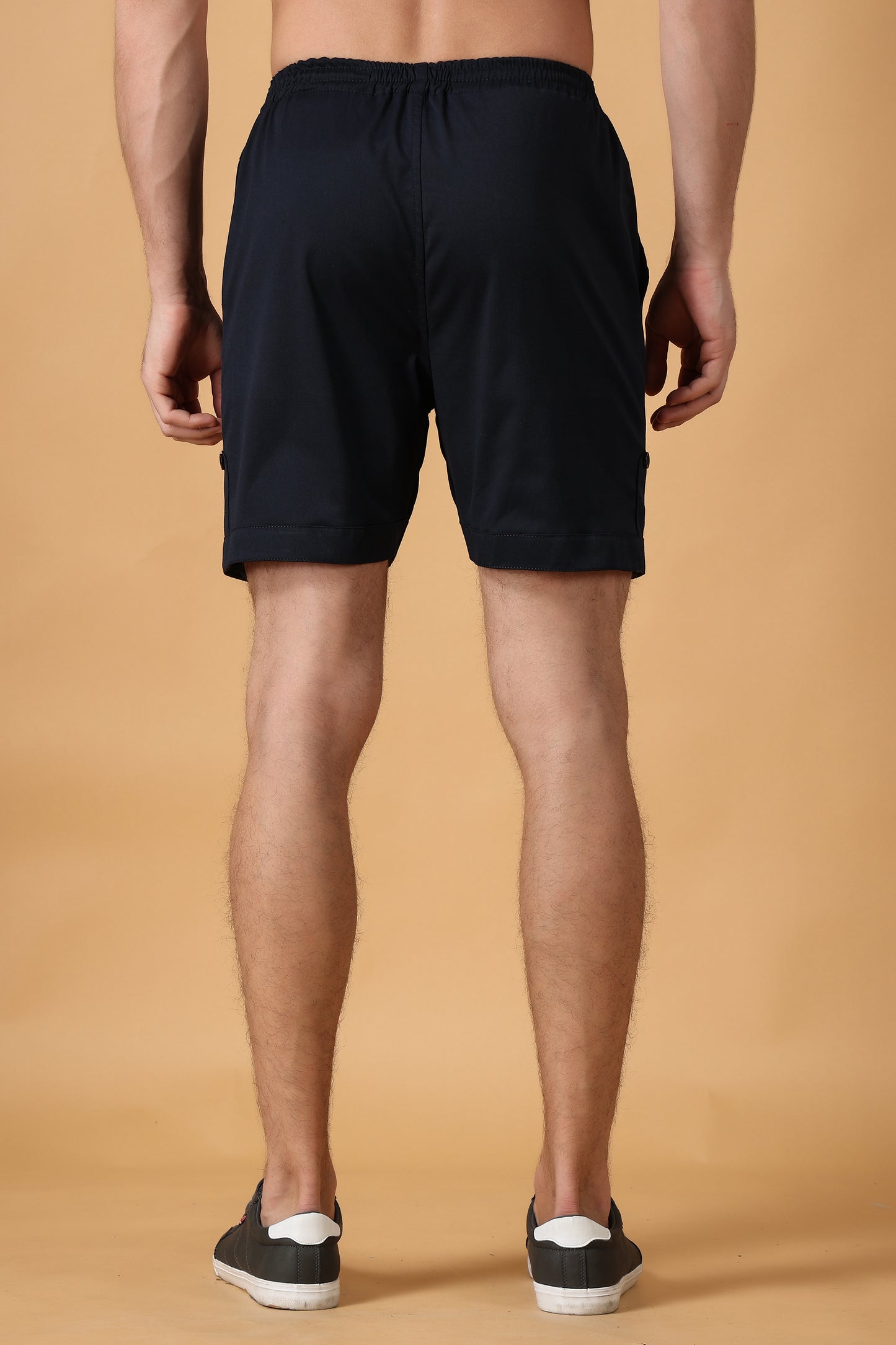 Navy Blue Cotton Lycra Shorts