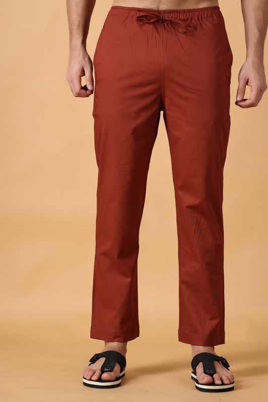 Men's Plus Size Rust Cotton Pant Pajama | Apella