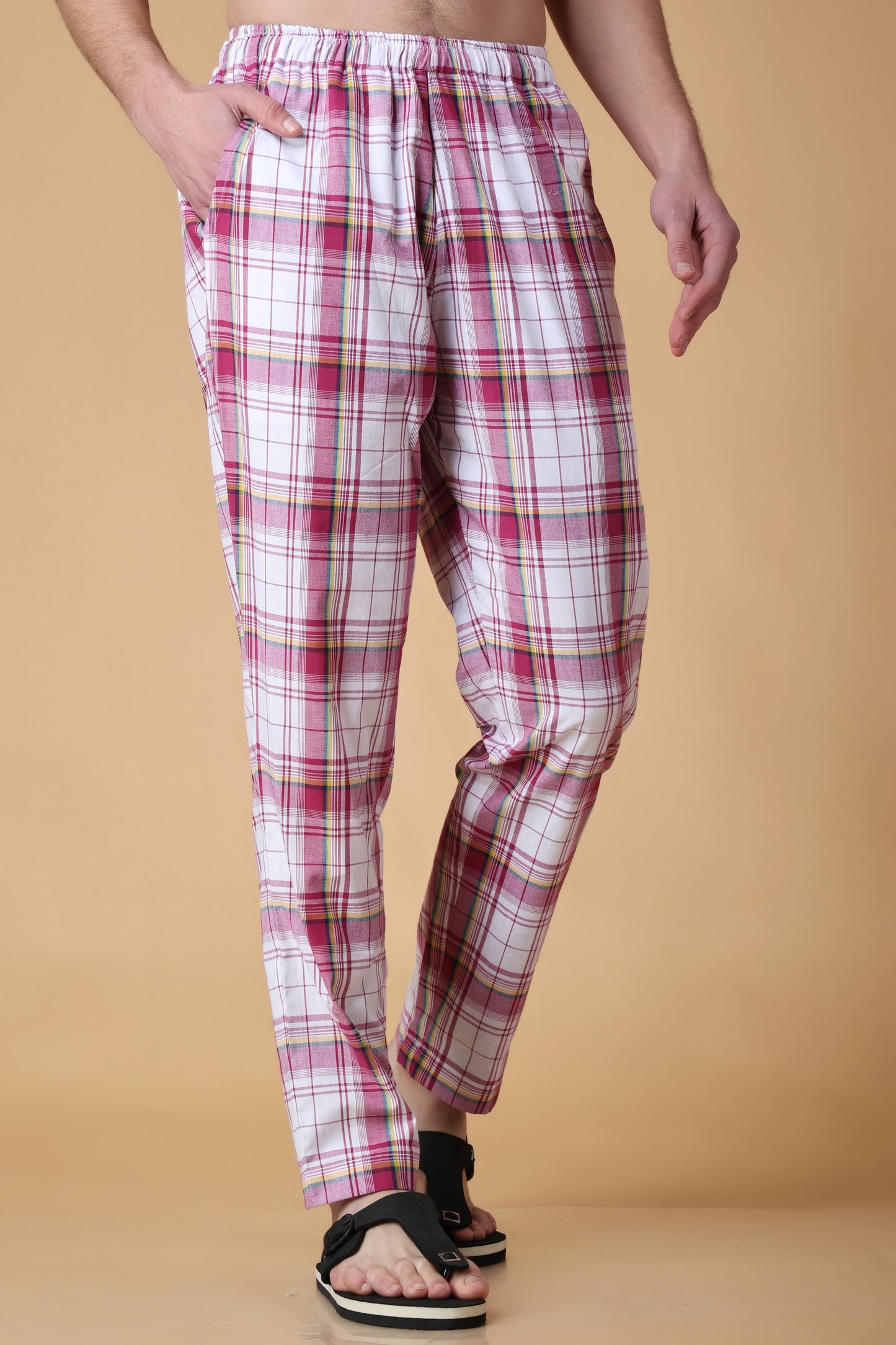 Pink Checked Cotton Pant Pajama
