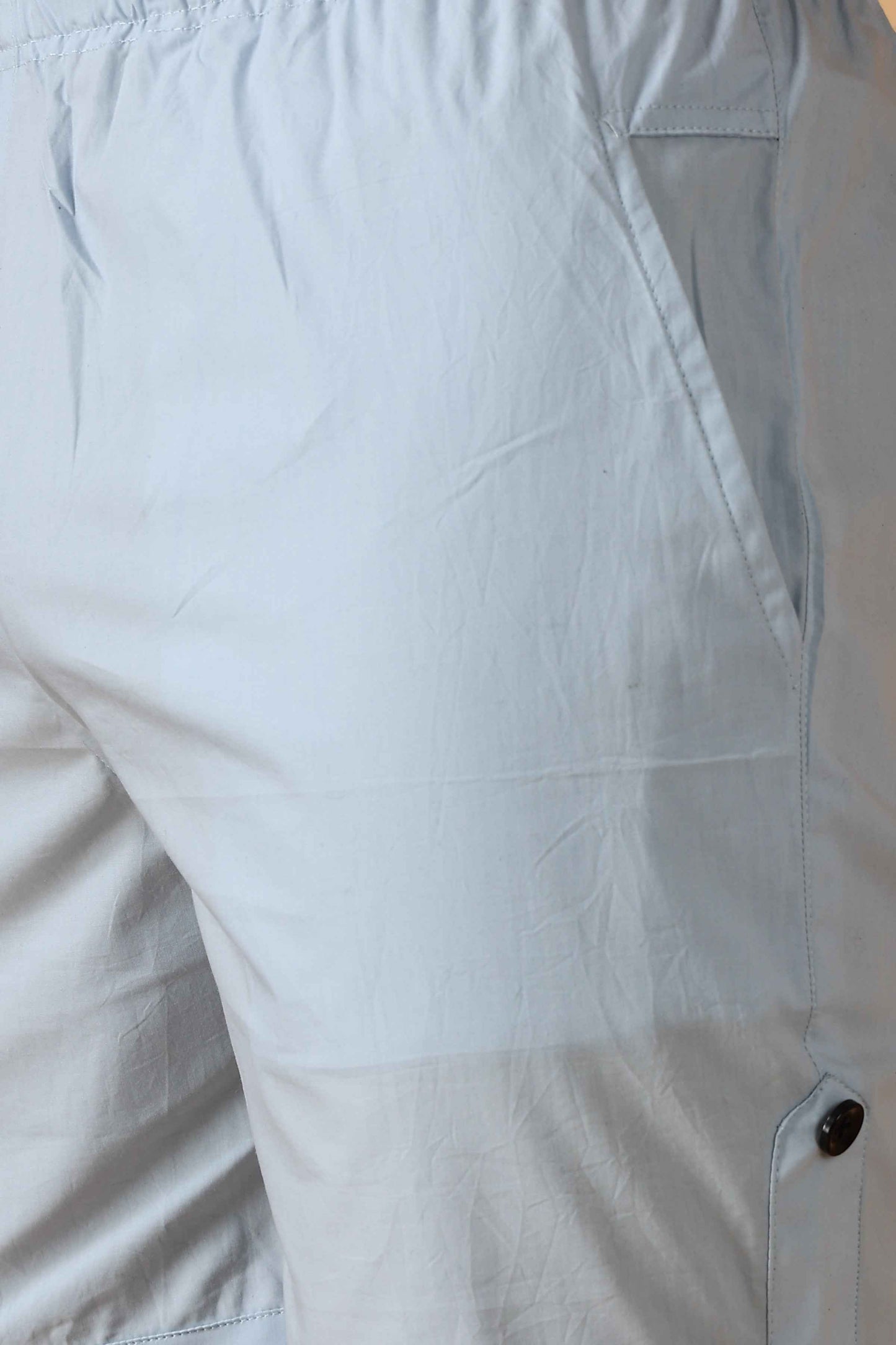 Buy Plus Size ​Powder Blue Cotton Shorts At Apella | Sizes XS to 10 XL | India | Free Delivery | Customized