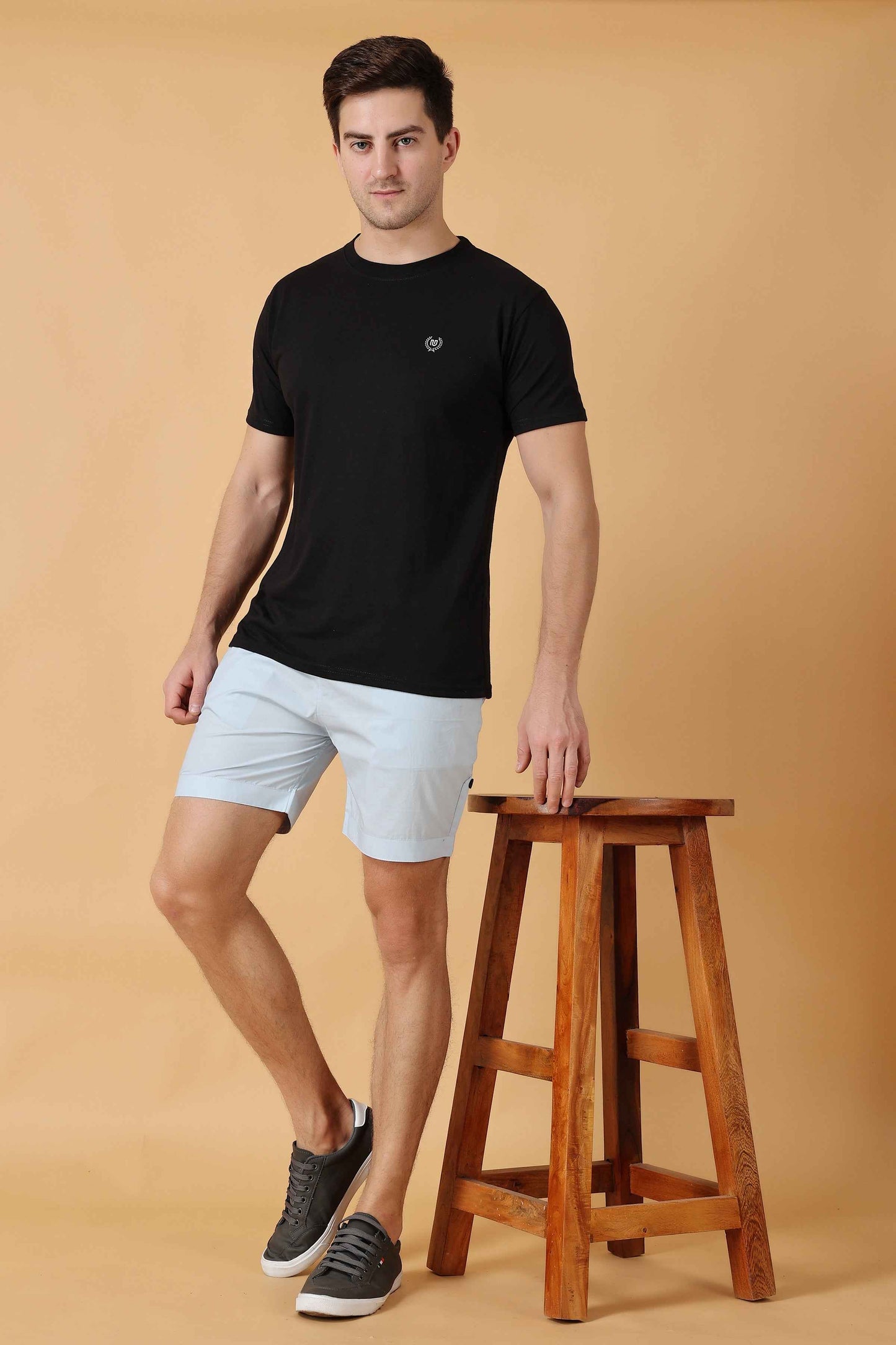 Buy Plus Size ​Powder Blue Cotton Shorts At Apella | Sizes XS to 10 XL | India | Free Delivery | Customized