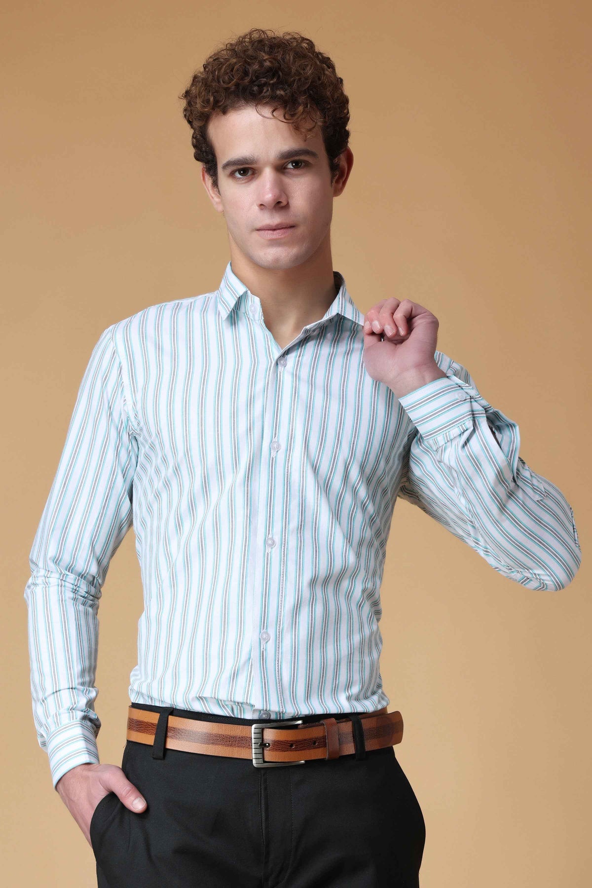 Buy Plus Size ​Eternal Sky Striped Shirt At Apella | Sizes XS to 10 XL | India | Free Delivery | Customized