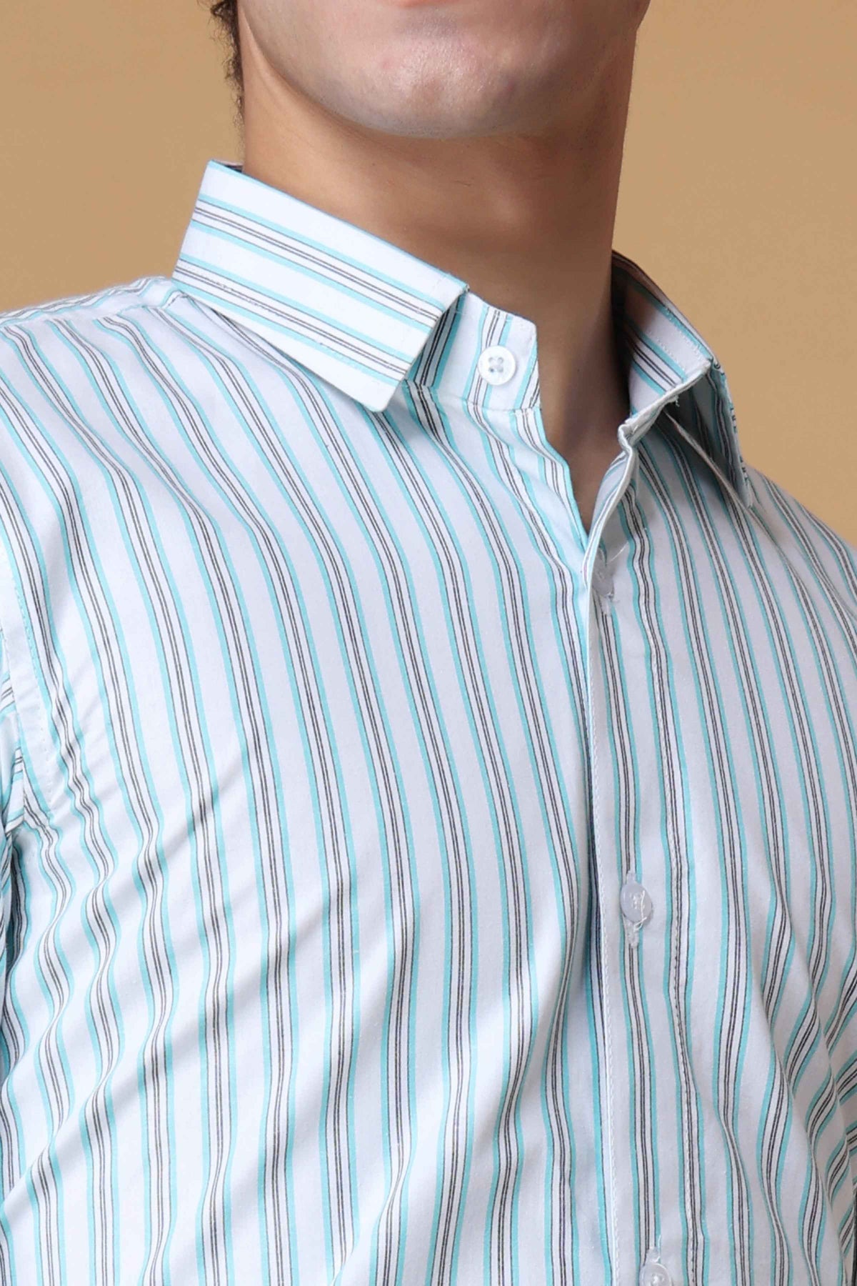 Buy Plus Size ​Eternal Sky Striped Shirt At Apella | Sizes XS to 10 XL | India | Free Delivery | Customized