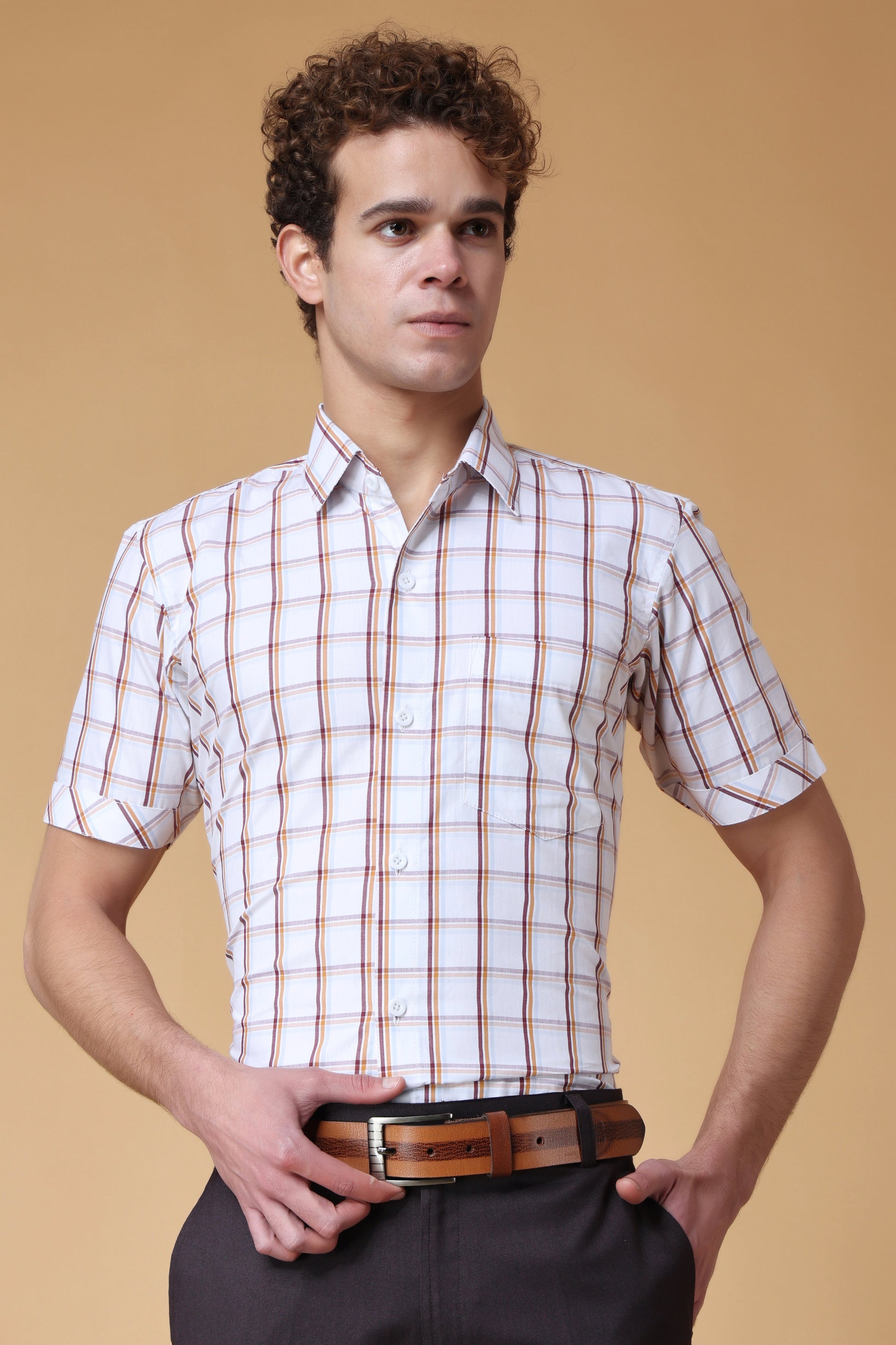 Men's Plus Size Sounds Peachy Checked Shirt 