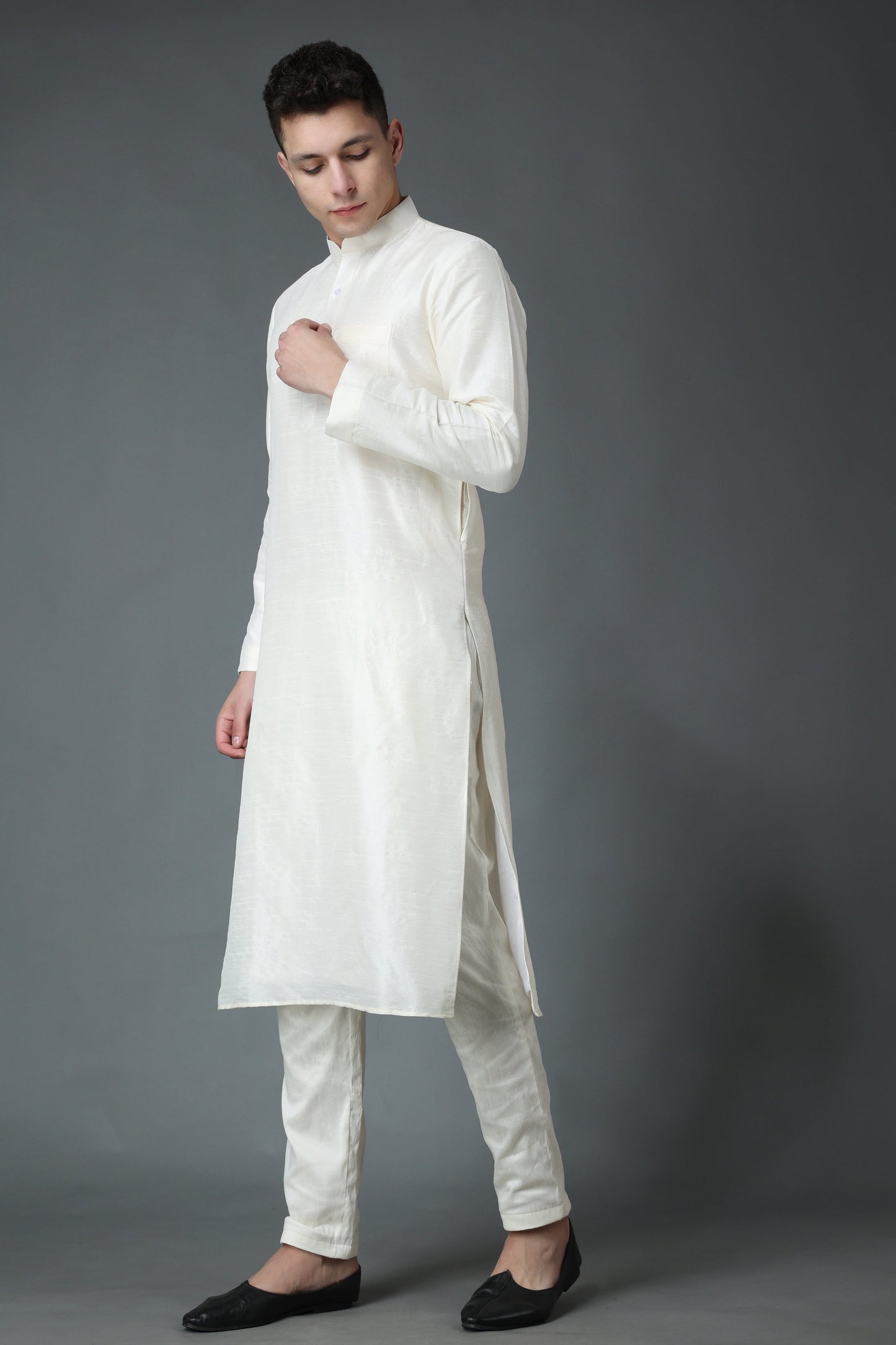 Men's Plus Size Sublime Cream Silk Kurta Pajama