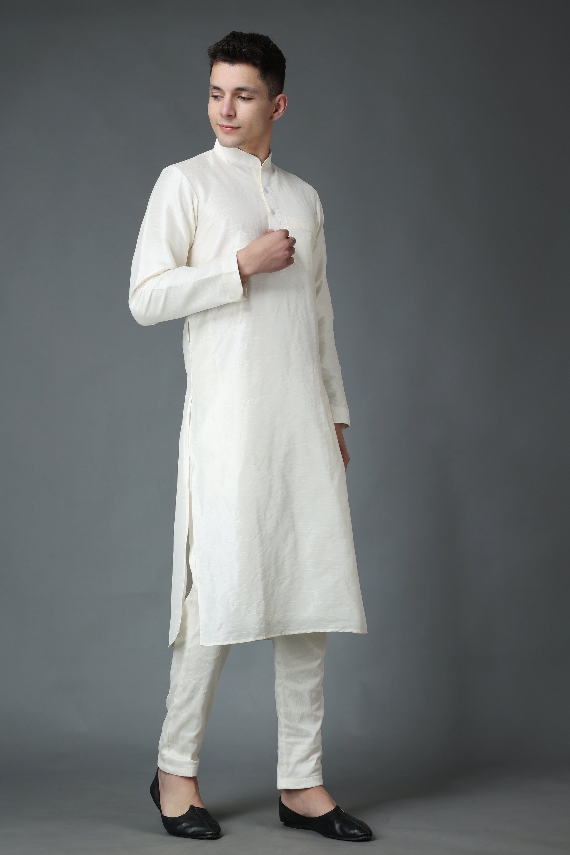 Men's Plus Size Sublime Cream Silk Kurta Pajama