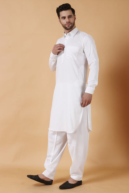 White Plus Size Kurta Pajama 