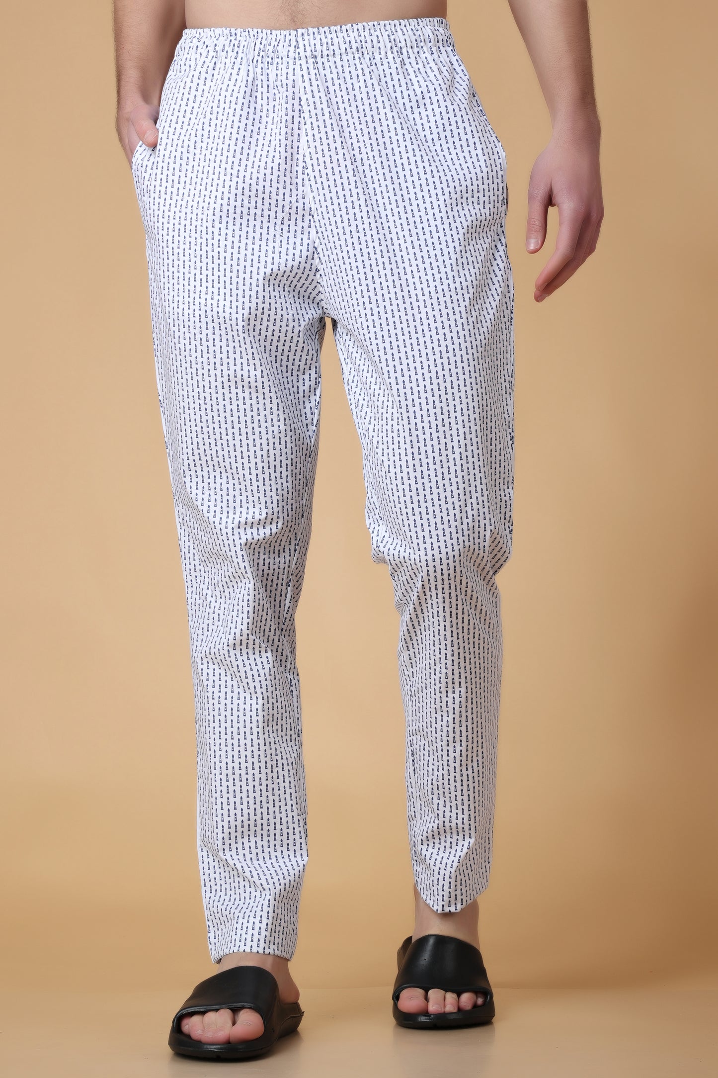White Printed Cotton Pant Pajama