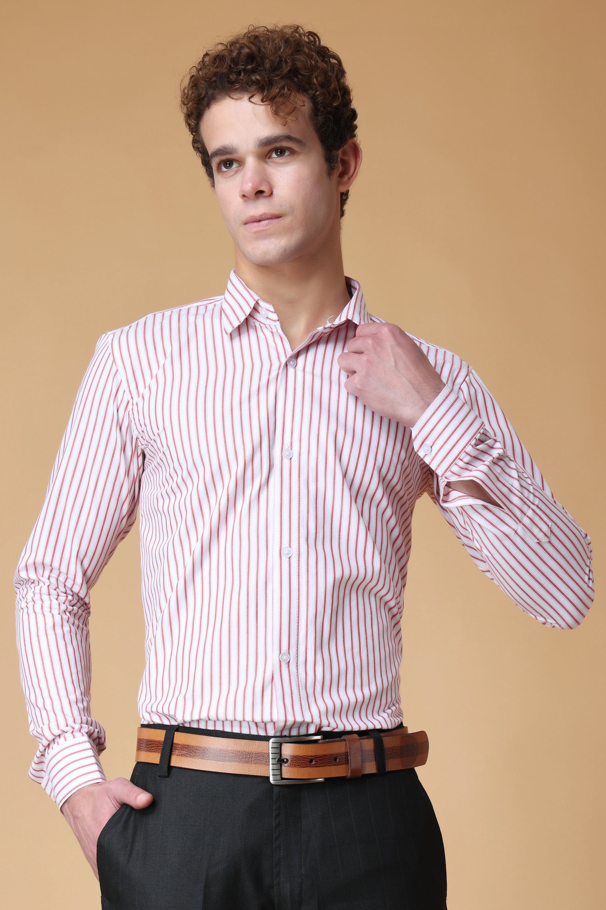 Men's Plus Size Nautical Red Striped Shirt
