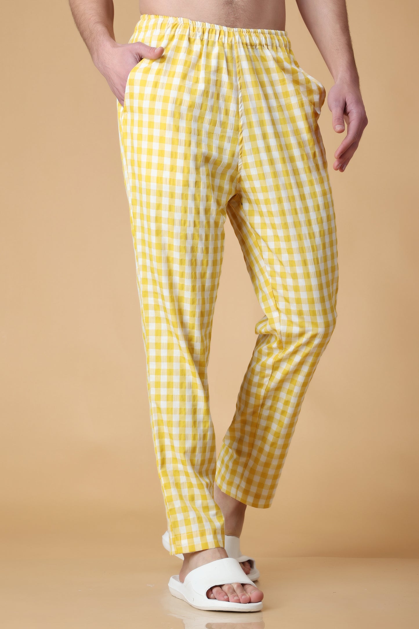 Candy Yellow Checked Cotton Pajama