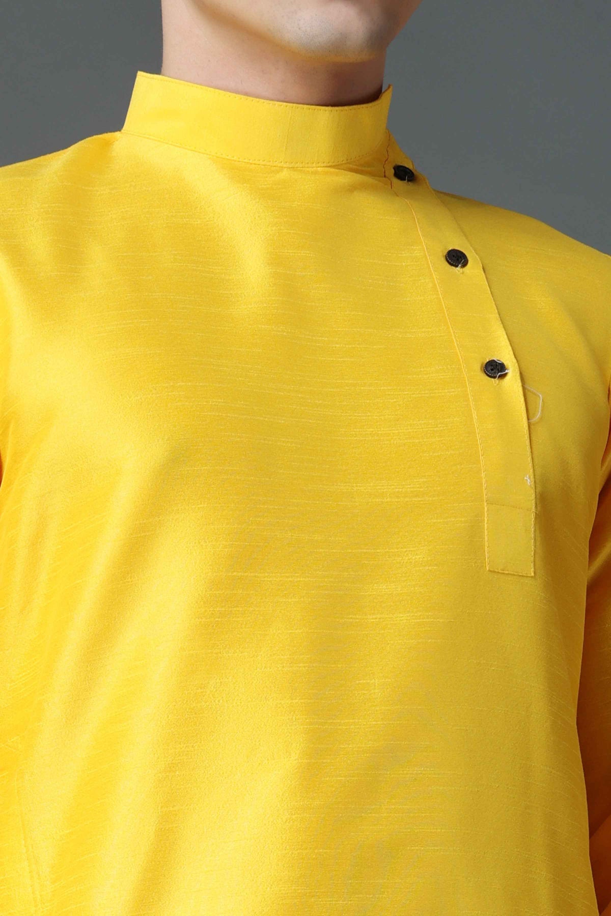 Buy Plus Size ​Amber Yellow Silk Kurta At Apella | Sizes XS to 10 XL | India | Free Delivery | Customized