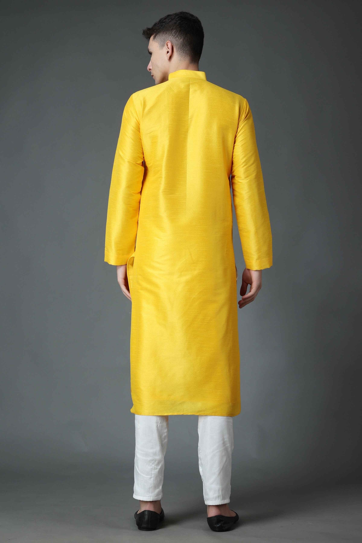 Buy Plus Size ​Amber Yellow Silk Kurta At Apella | Sizes XS to 10 XL | India | Free Delivery | Customized