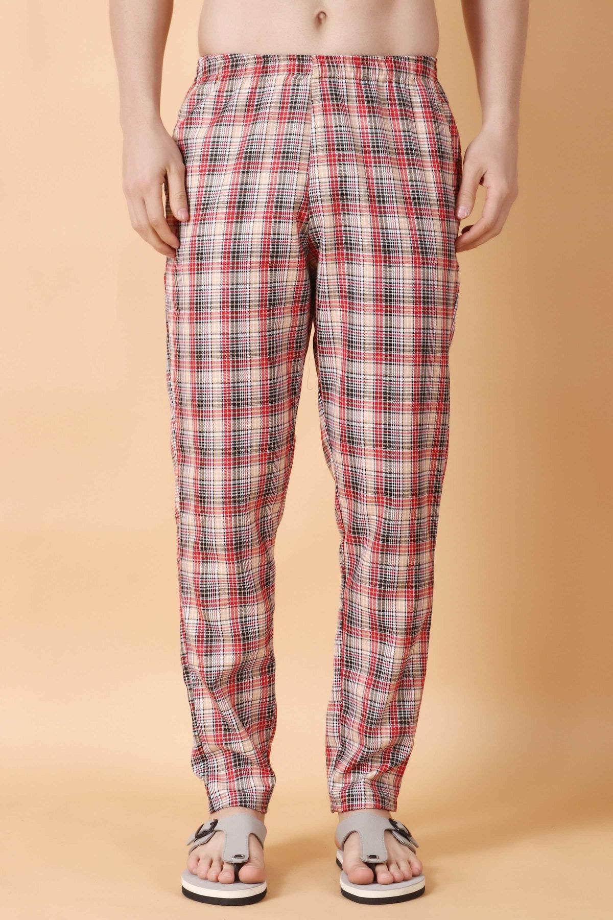 Buy Plus Size ​Red Grid Woollen Pajama At Apella | Sizes XS to 10 XL | India | Free Delivery | Customized