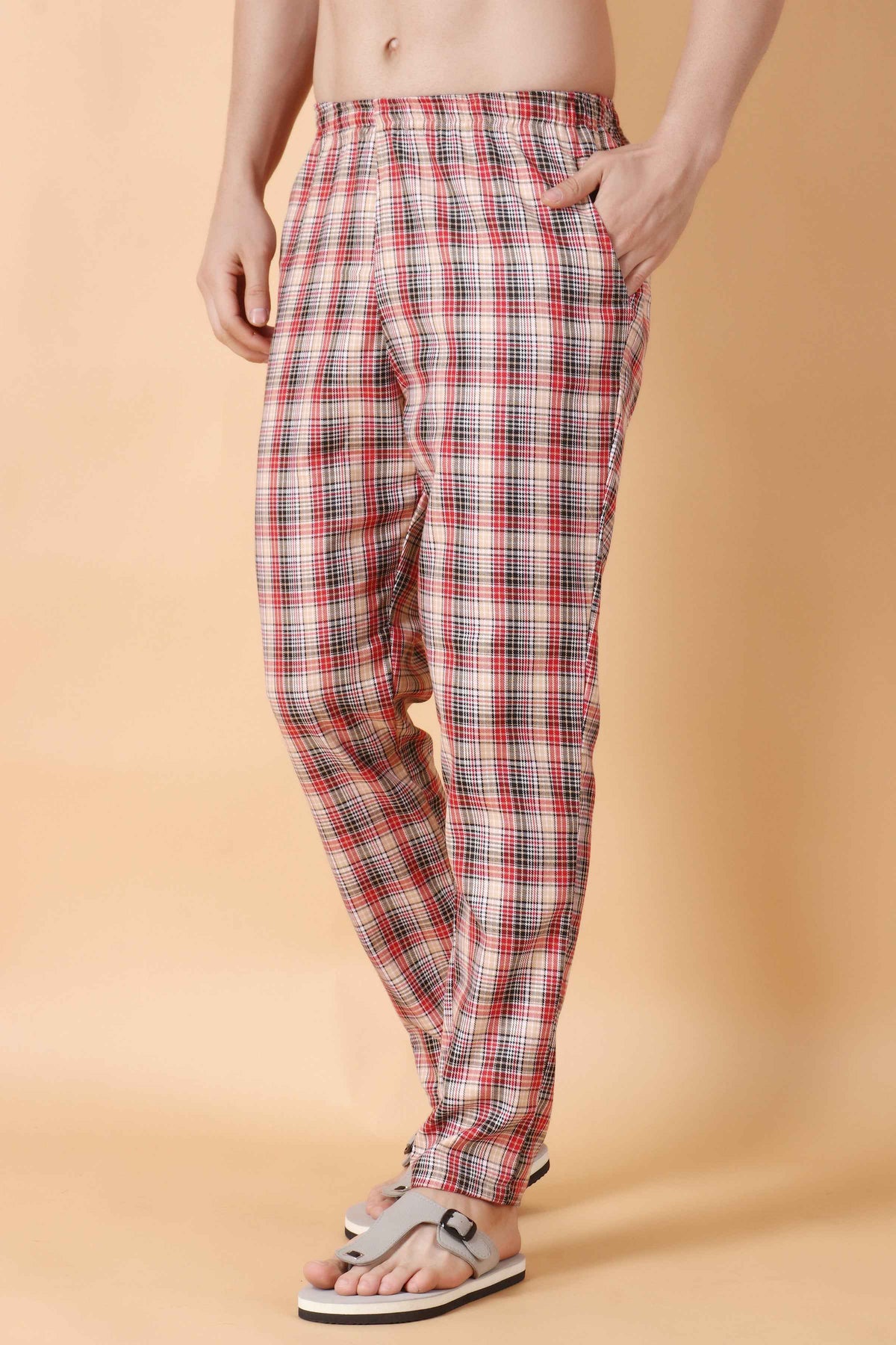 Buy Plus Size ​Red Grid Woollen Pajama At Apella | Sizes XS to 10 XL | India | Free Delivery | Customized