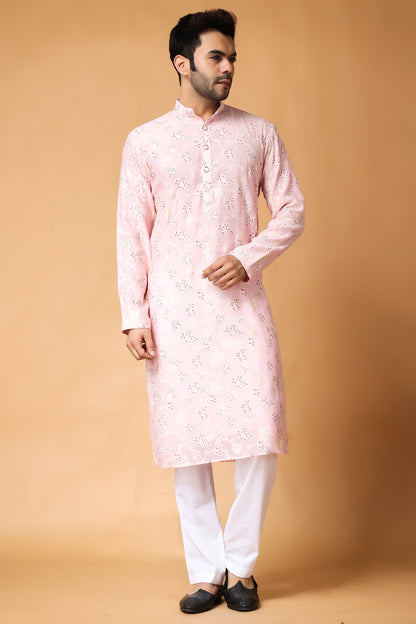 Pink Printed Kurta Pajama