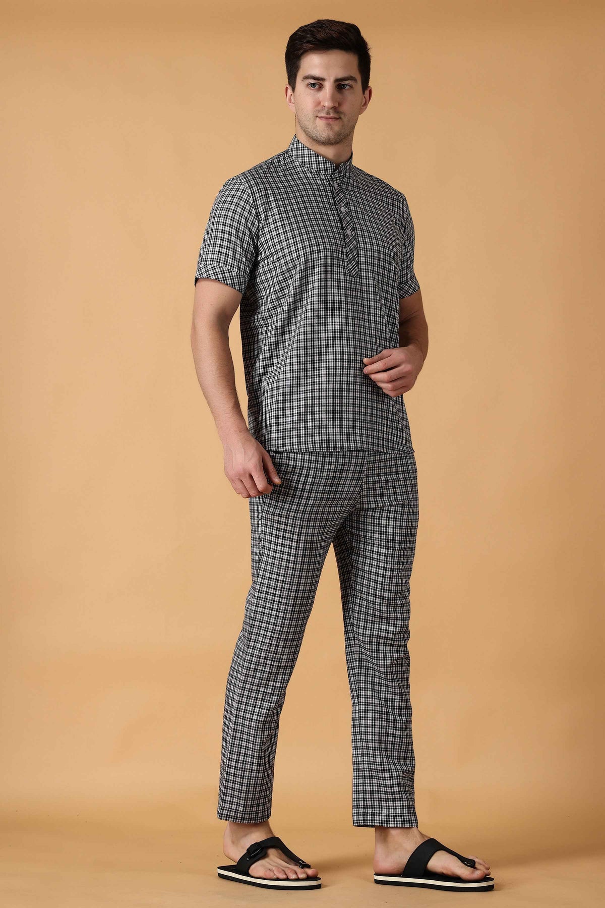 Buy Plus Size ​Black Checked Lounge Wear Set At Apella | Sizes XS to 10 XL | India | Free Delivery | Customized