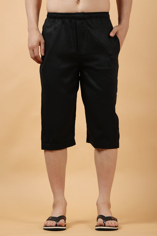 Men's Plus Size   Black Tencel Capri | Apella