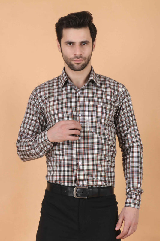 Buy Plus Size ​Walnut Checked Woollen Shirt At Apella | Sizes XS to 10 XL | India | Free Delivery | Customized
