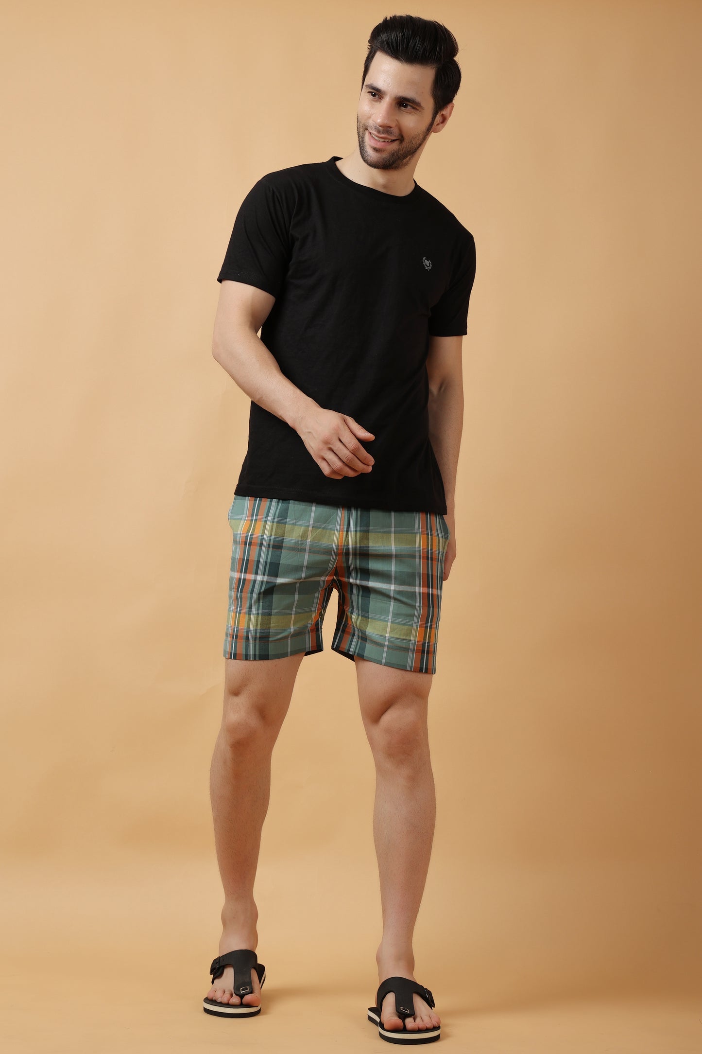 Pine Green Poplin Cotton Shorts