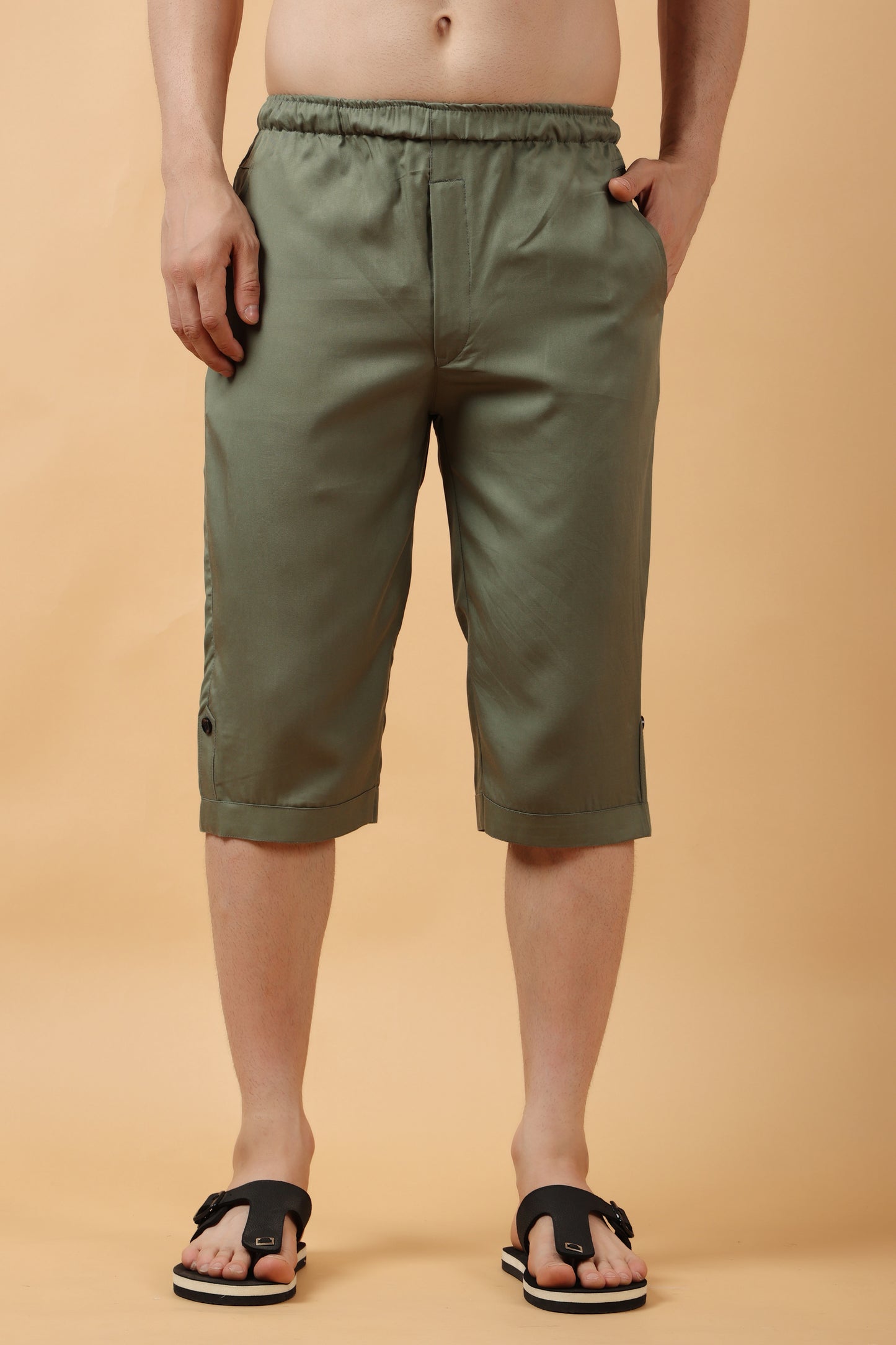 Men's Plus Size Green  Tencel Capri | Apella