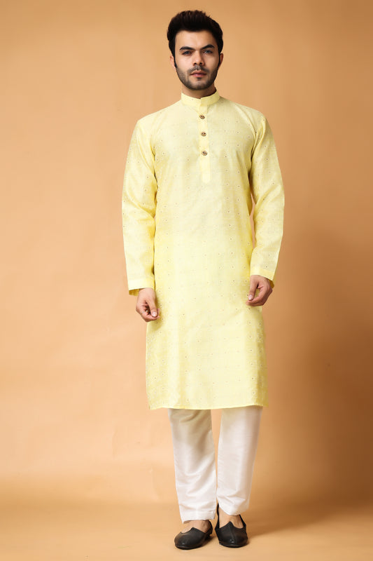 Yellow Plus Size Kurta Pajama