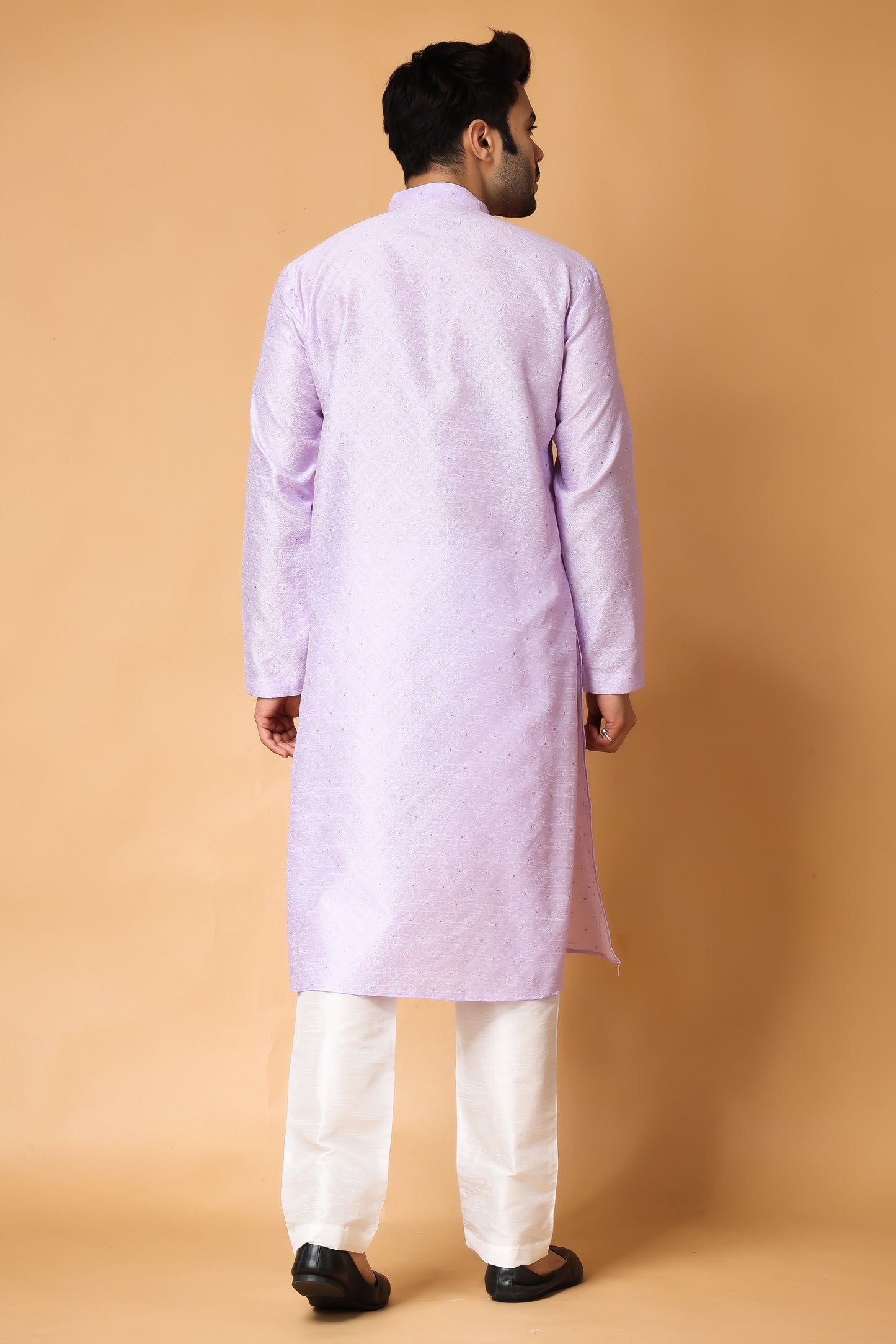 French Lilac Woven Kurta Pajama