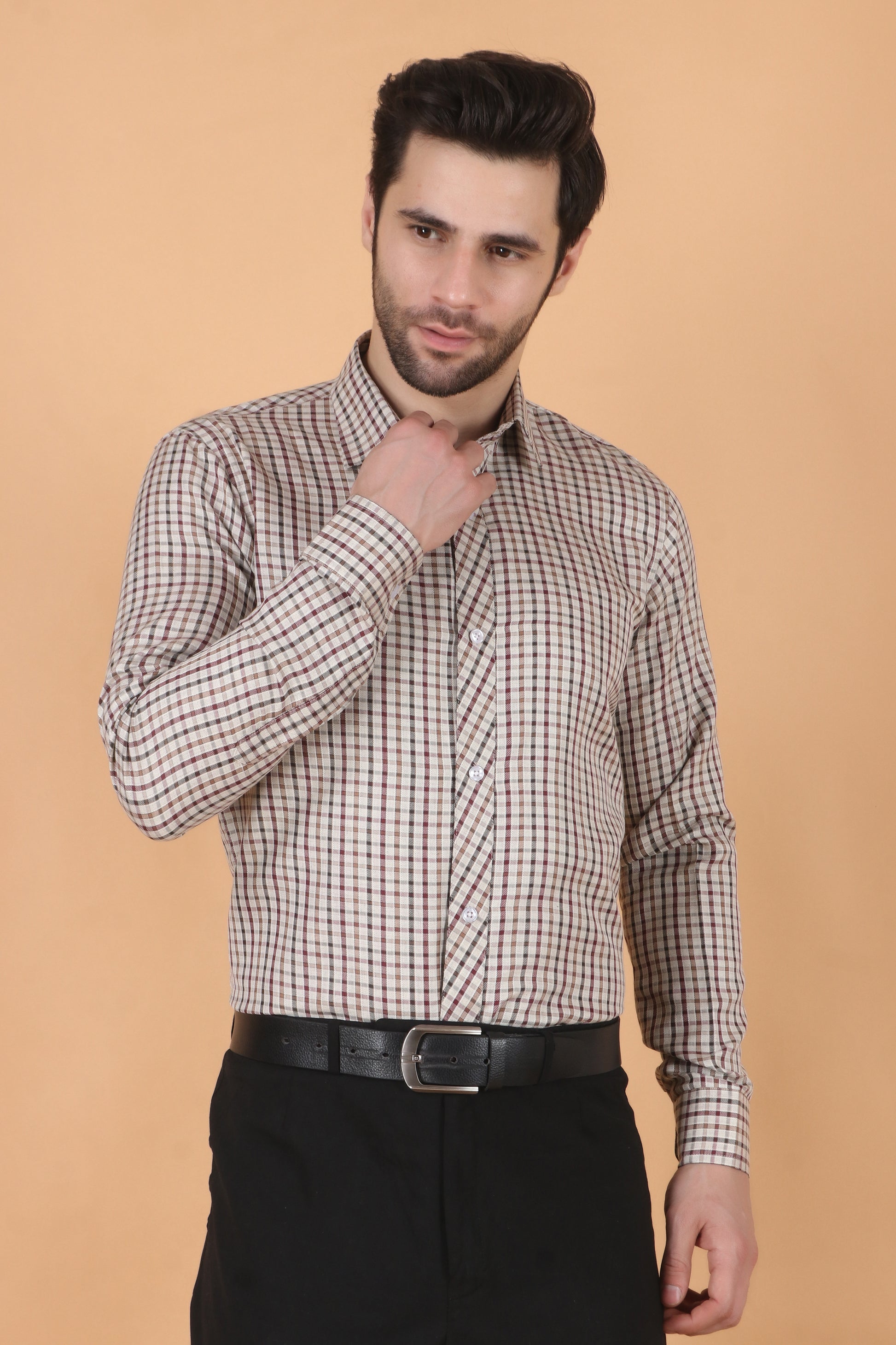 Men's Plus Size  Checked Printed Shirt | Apella