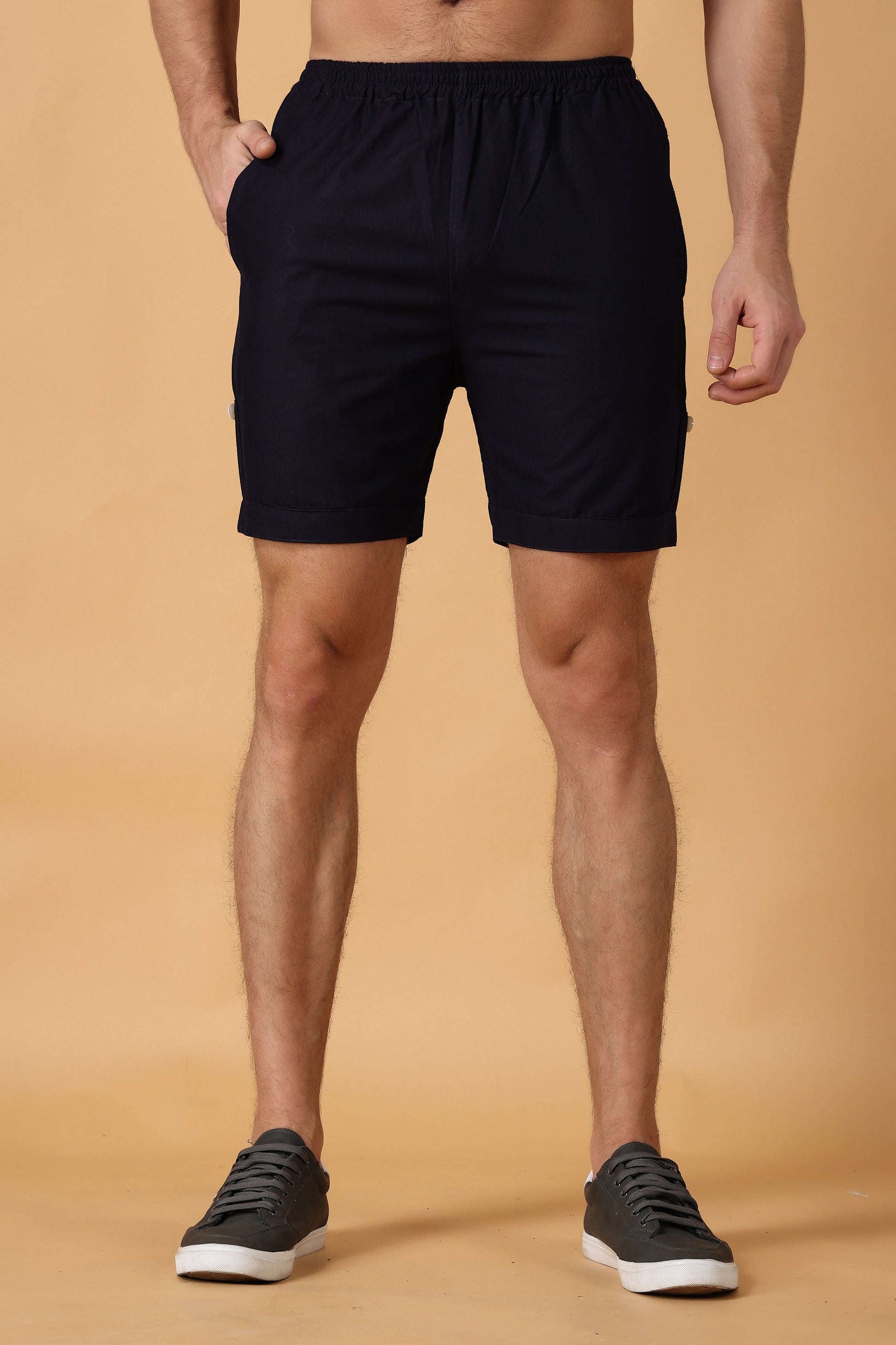 Men's Plus Size Navy Cotton Shorts | Apella