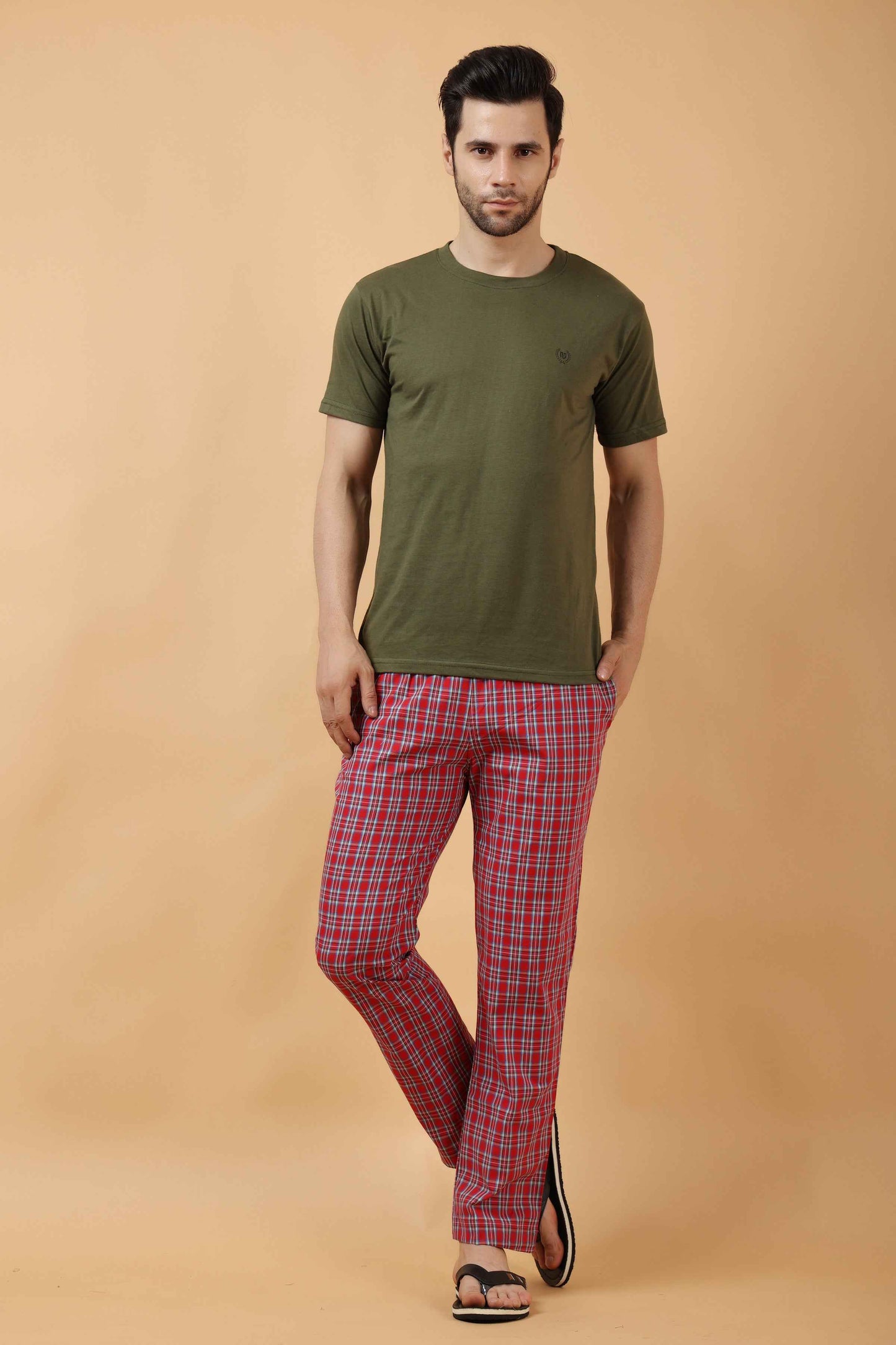 Buy Plus Size ​Red Currant Poplin Cotton Pajama At Apella | Sizes XS to 10 XL | India | Free Delivery | Customized