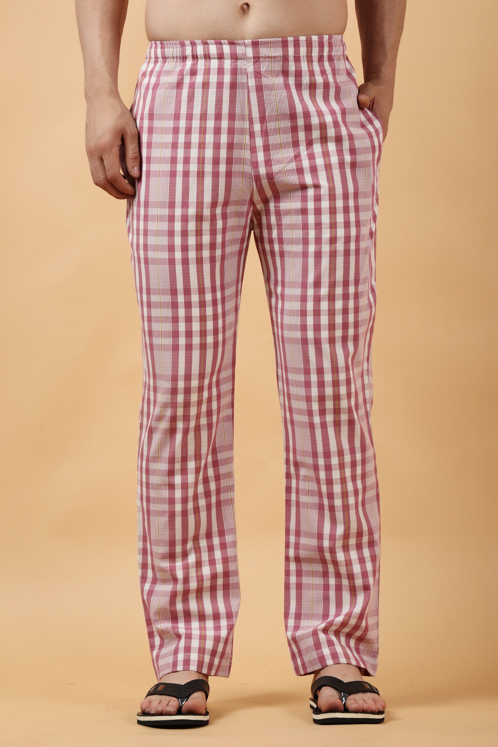 Men's Plus Size Red Checked Cotton Pajama | Apella