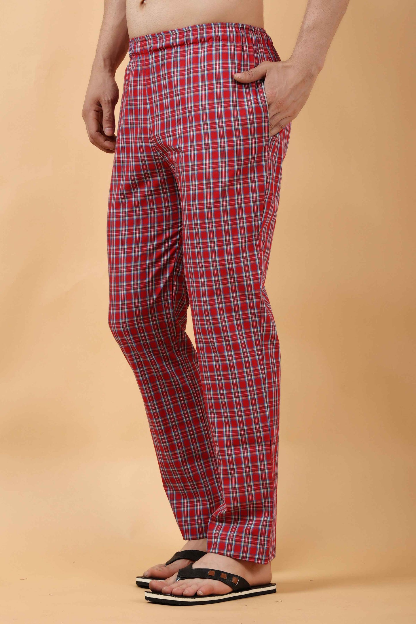 Buy Plus Size ​Red Currant Poplin Cotton Pajama At Apella | Sizes XS to 10 XL | India | Free Delivery | Customized