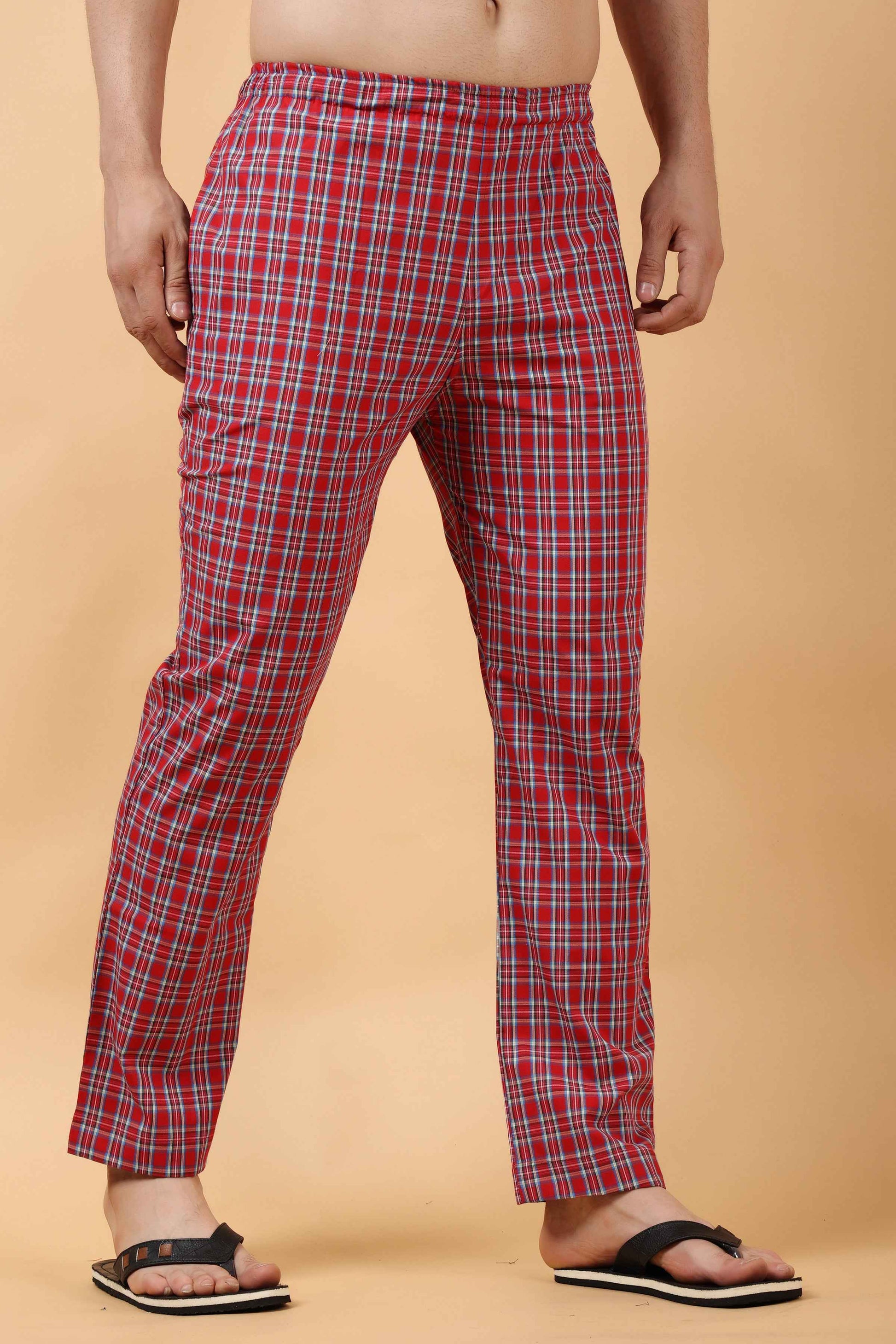 Buy Plus Size ​Red Currant Poplin Cotton Pajama At Apella | Sizes XS to 10 XL | India | Free Delivery | Customized