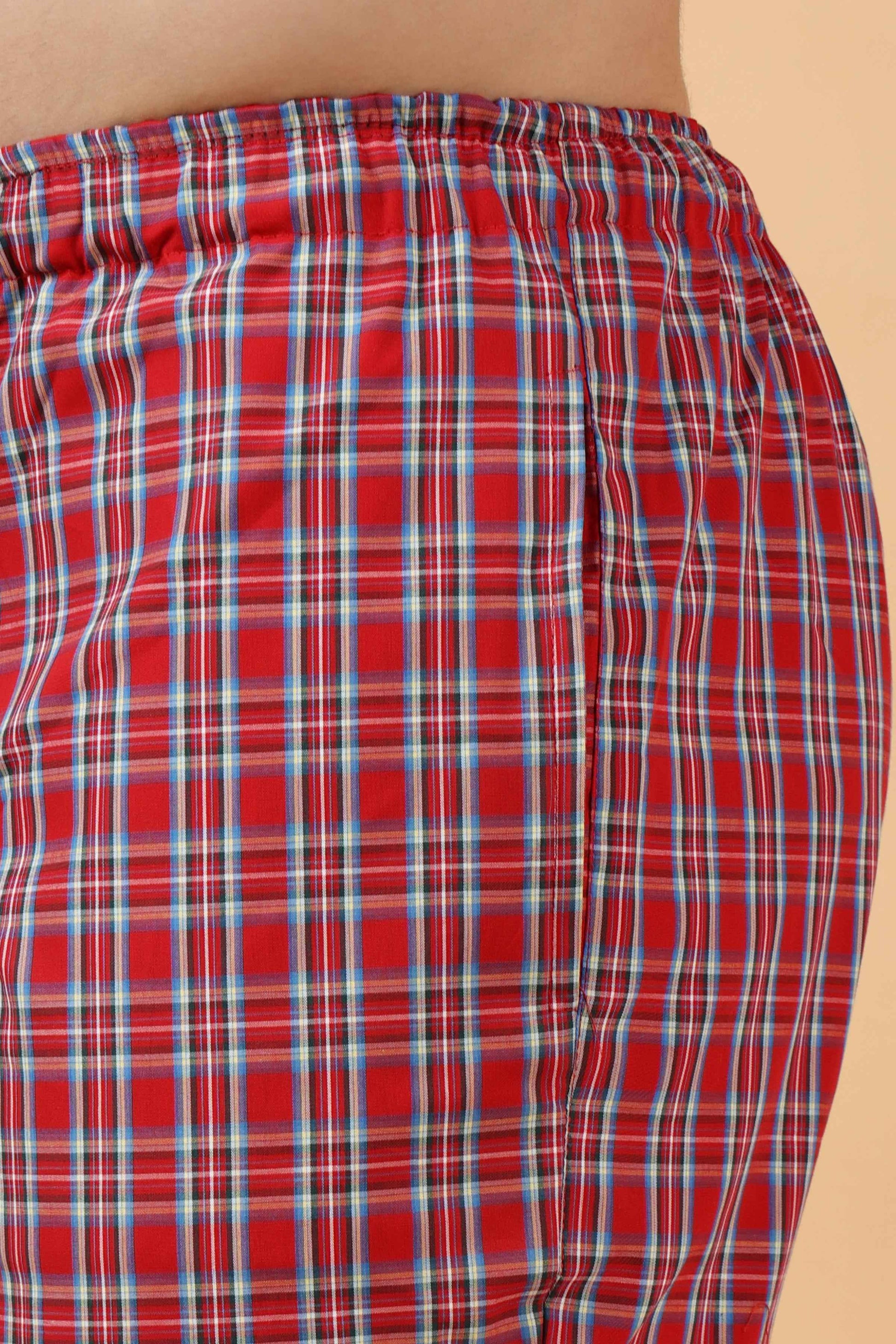 Buy Plus Size ​Red Currant Poplin Cotton Pajama At Apella | Sizes XS to 10 XL | India | Free Delivery | Customized