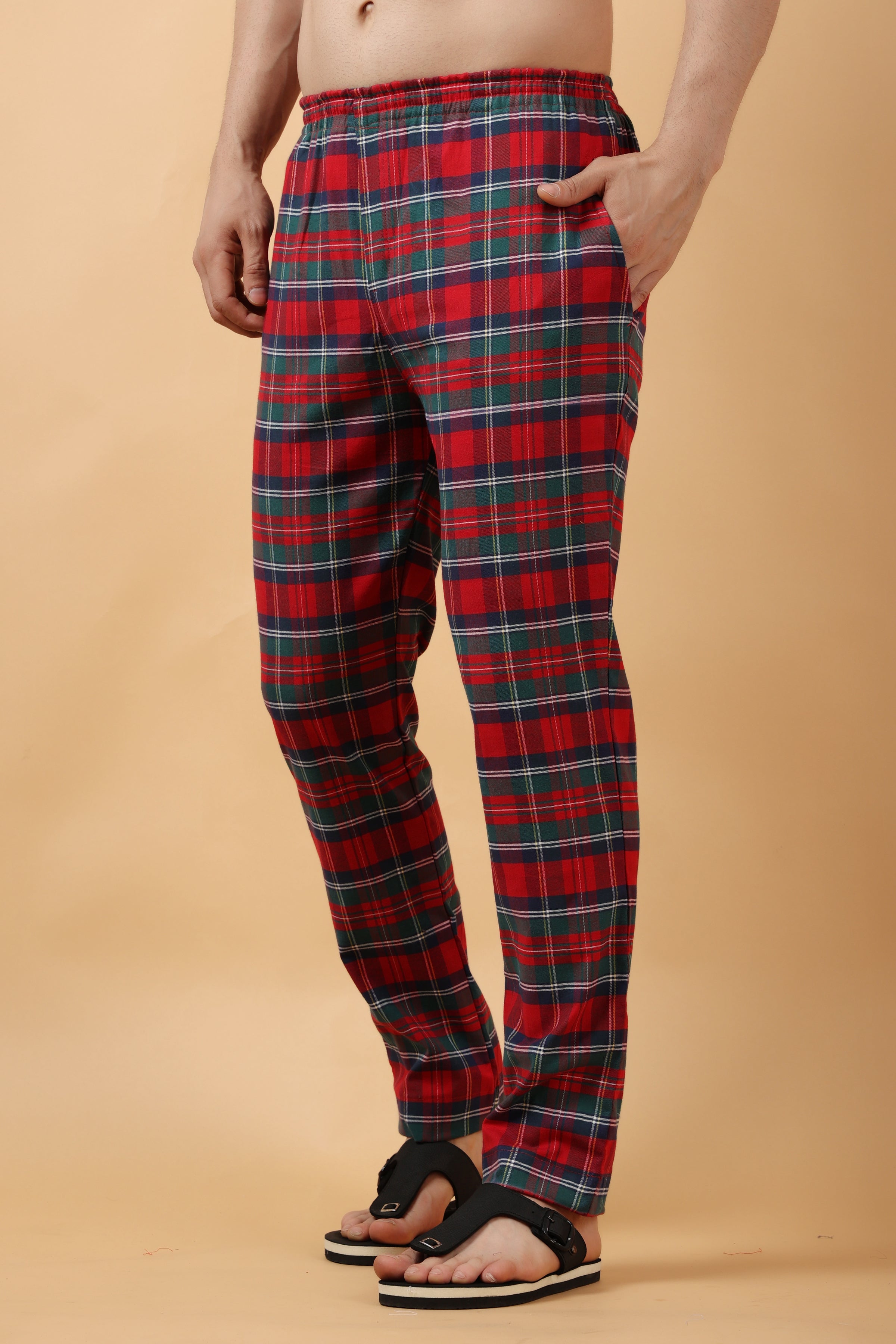 Relaxed Fit Pyjama bottoms  BeigeChecked  Men  HM IN