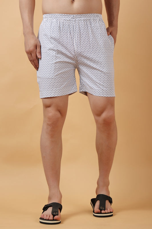 Men's Plus Size White Poplin Lycra Shorts | Apella