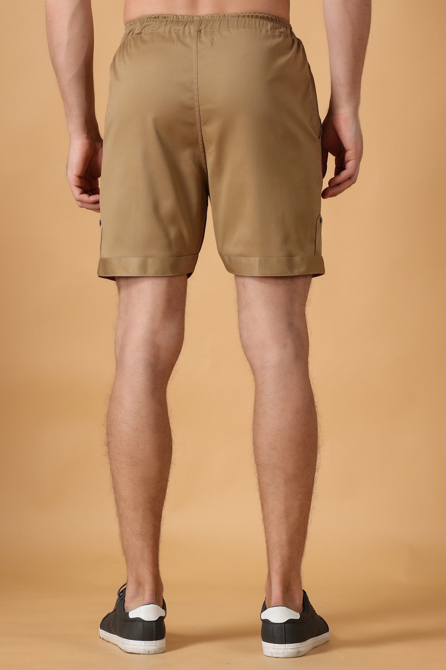 Dark Beige Cotton Lycra Shorts