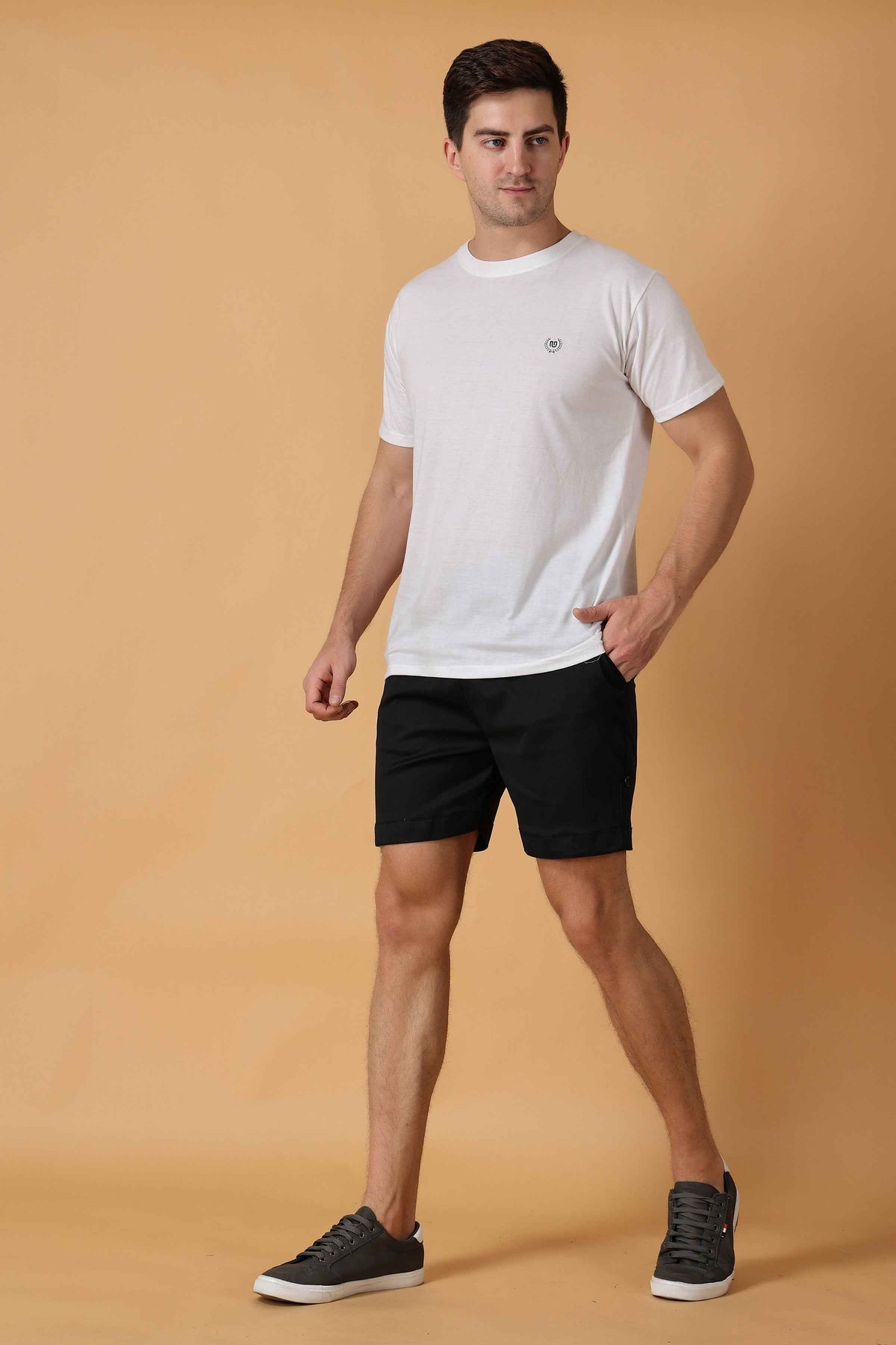 Buy Plus Size ​Eerie Black Cotton Lycra Shorts At Apella | Sizes XS to 10 XL | India | Free Delivery | Customized
