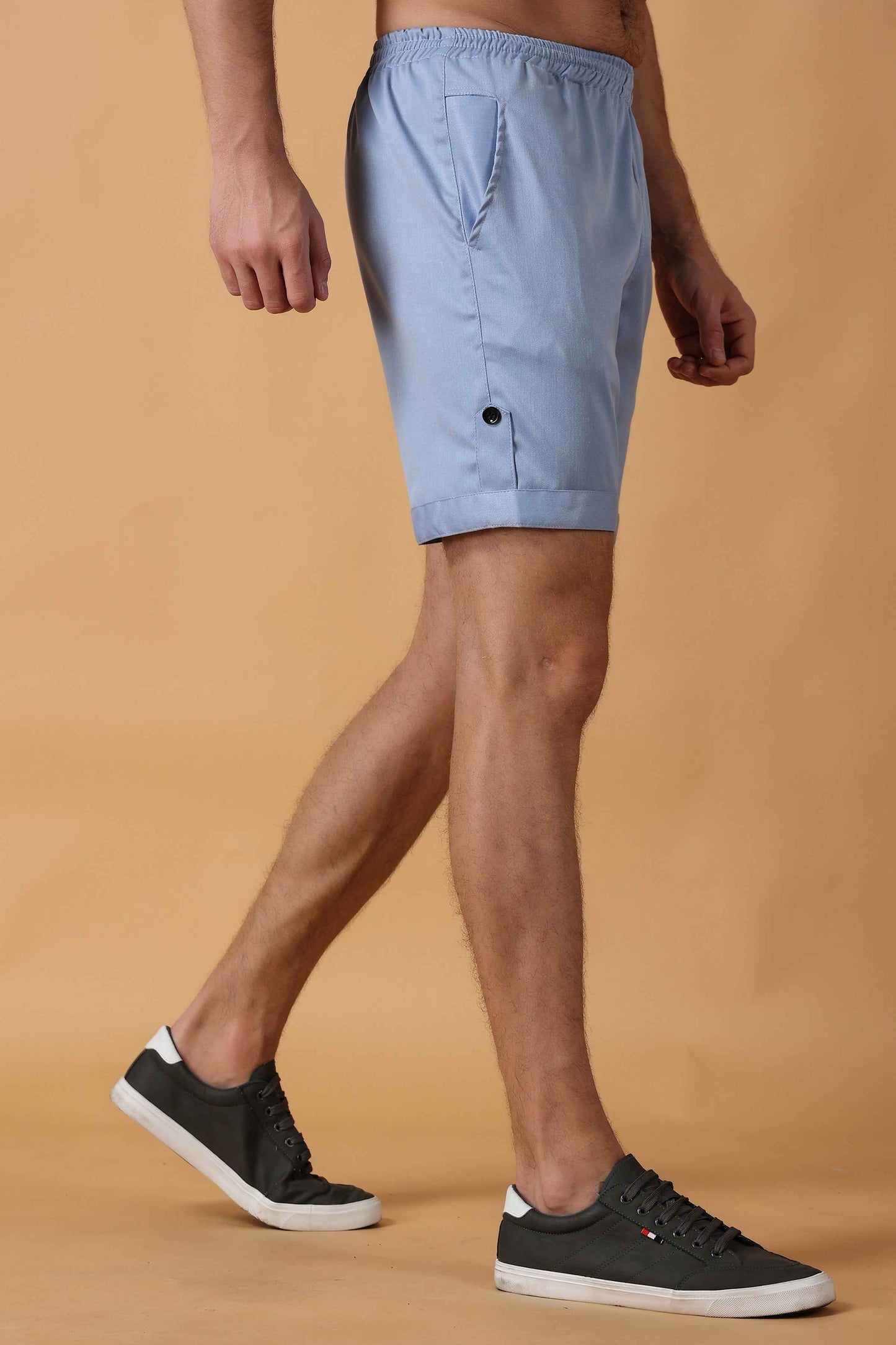 Buy Plus Size ​Sky Blue Cotton Lycra Shorts At Apella | Sizes XS to 10 XL | India | Free Delivery | Customized