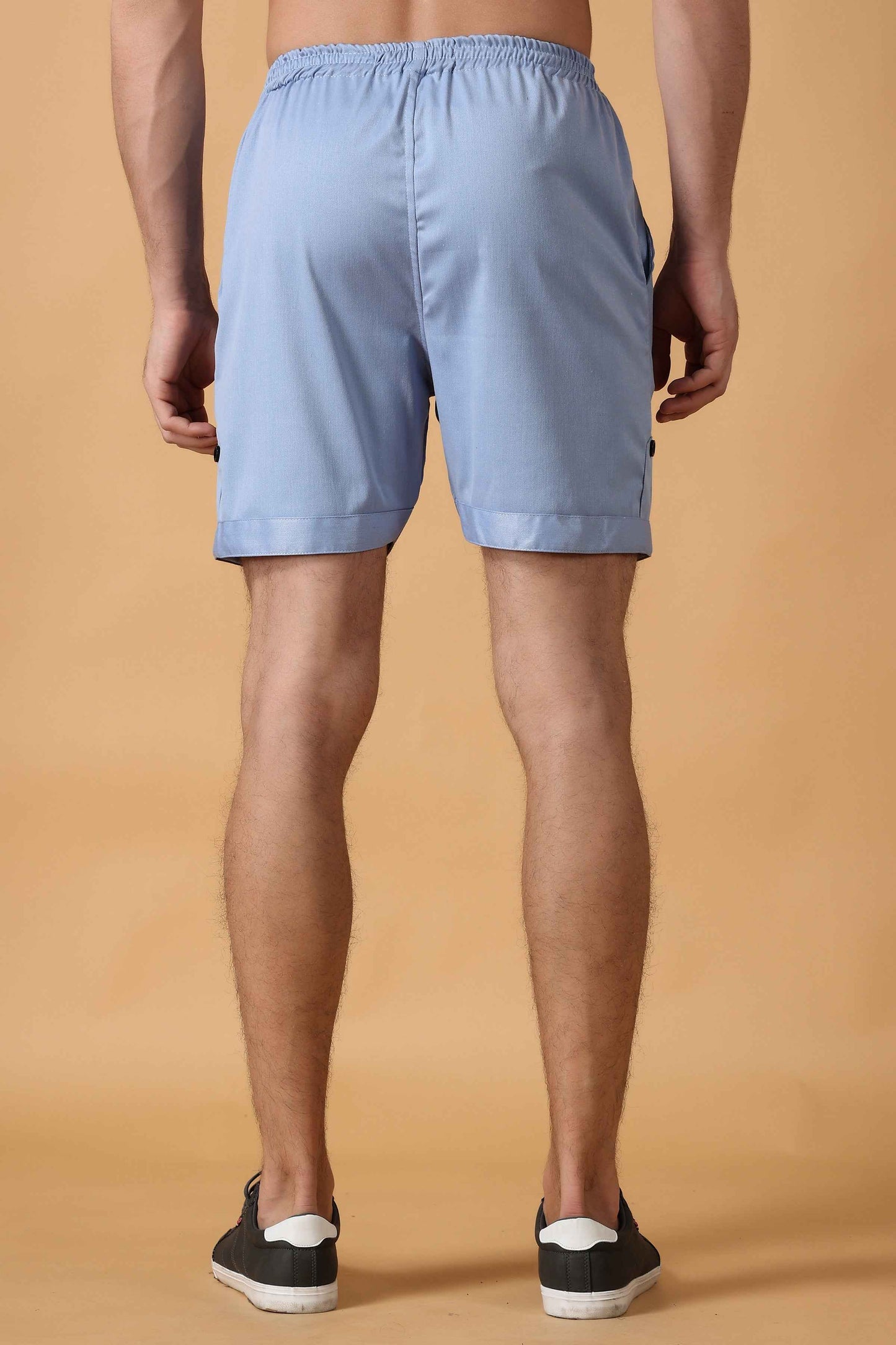 Buy Plus Size ​Sky Blue Cotton Lycra Shorts At Apella | Sizes XS to 10 XL | India | Free Delivery | Customized