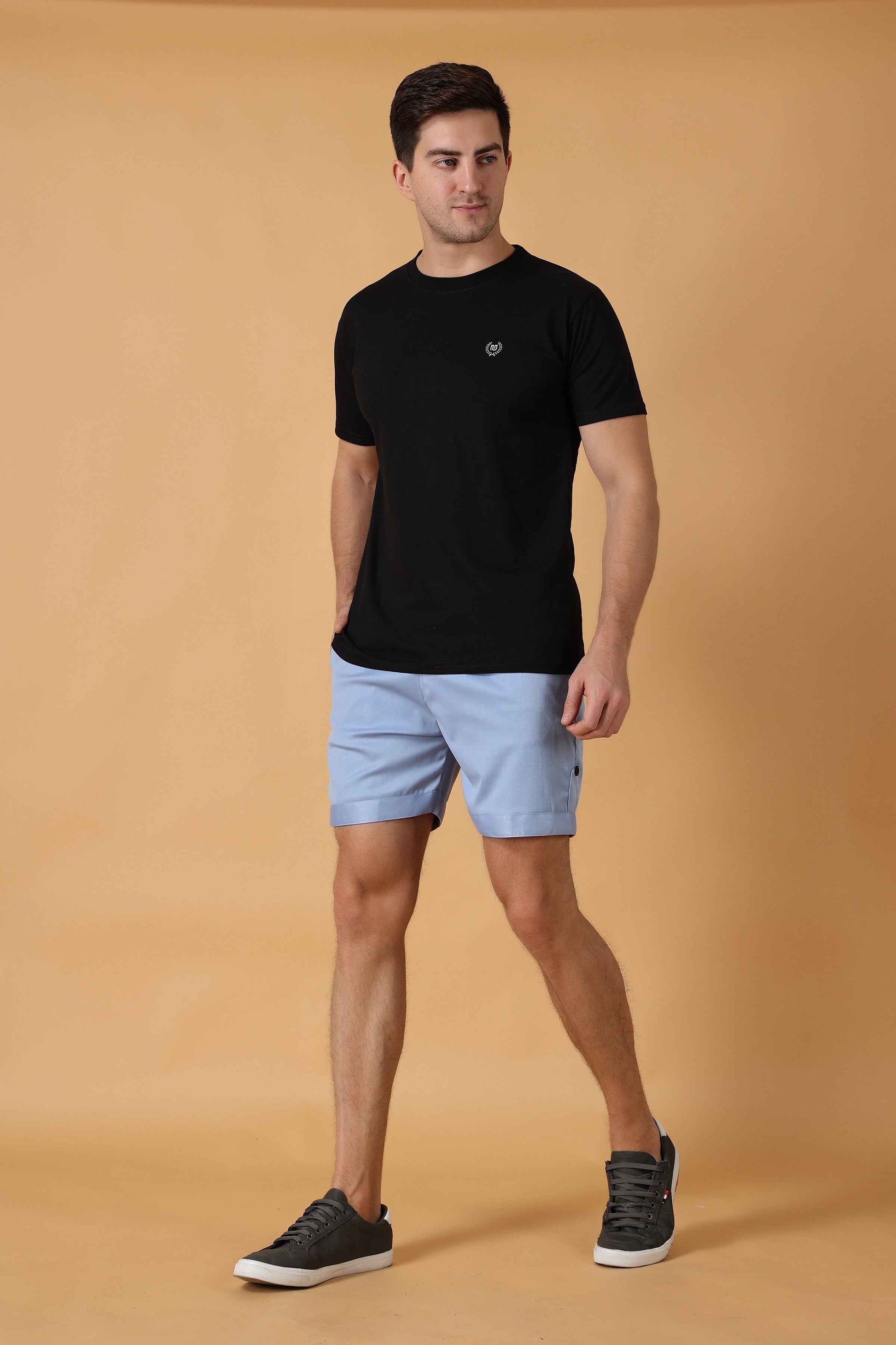 Buy Plus Size ​Sky Blue Cotton Lycra Shorts At Apella | Sizes XS to 10 XL | India | Free Delivery | Customized